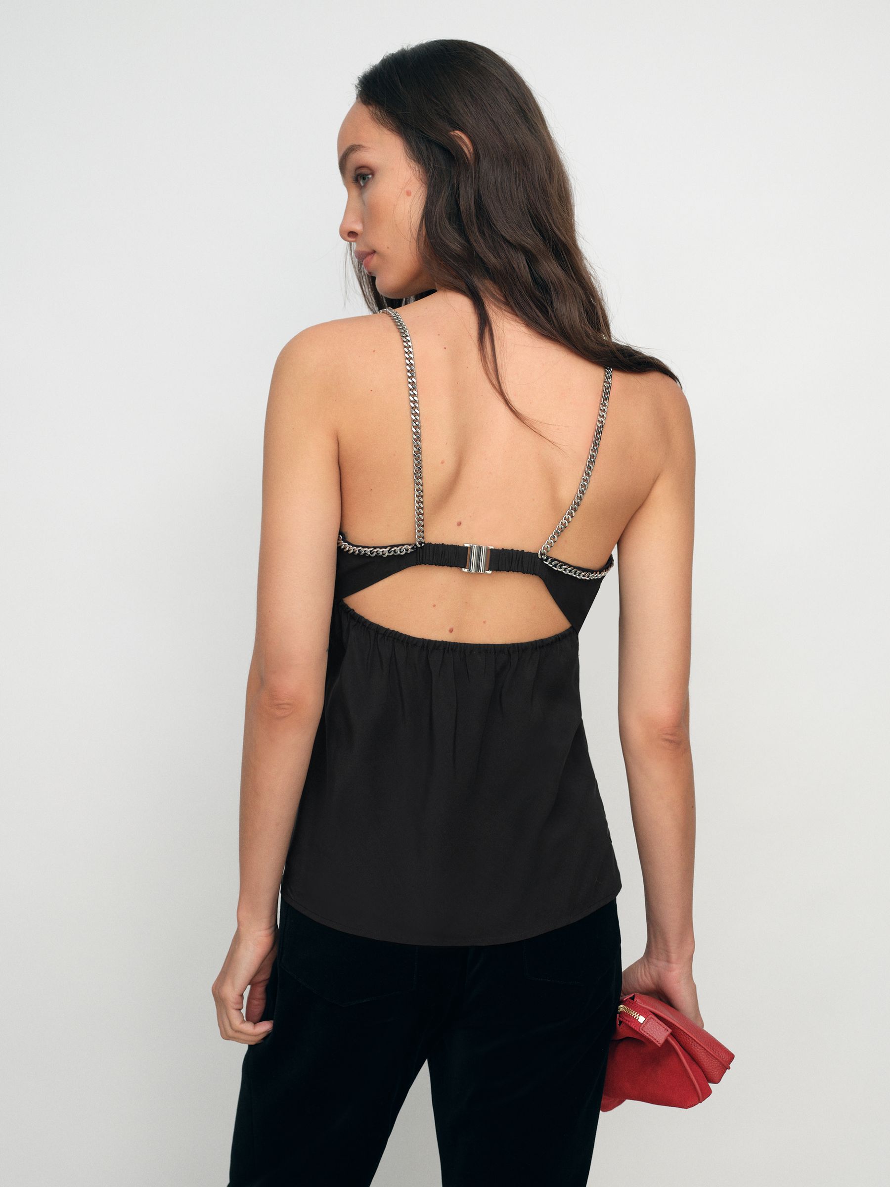 Chain-Strap Cami Top in Black - image 4