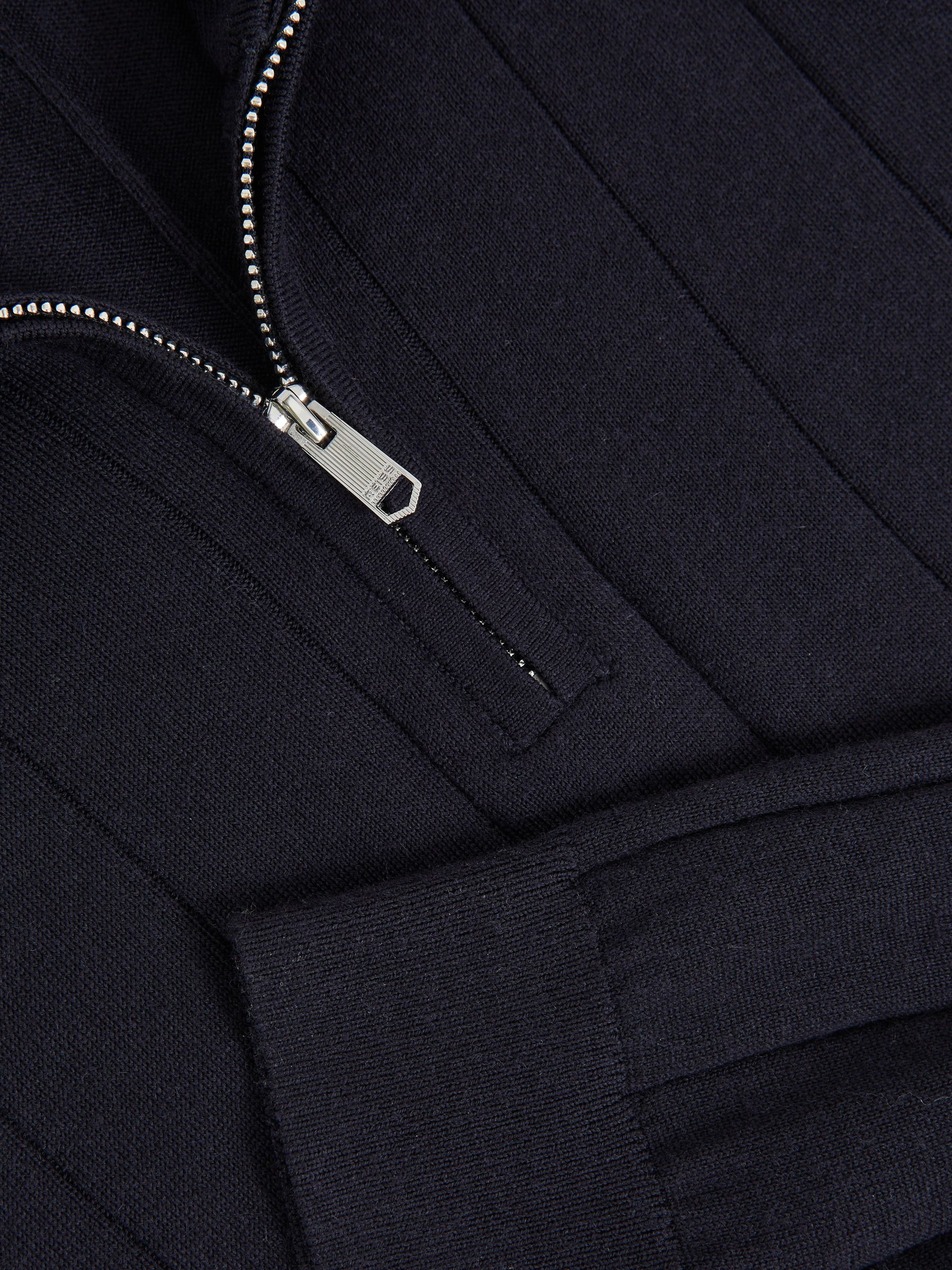 Merino Wool Wide-Rib Half-Zip Jumper in Navy - Image 6 of 6