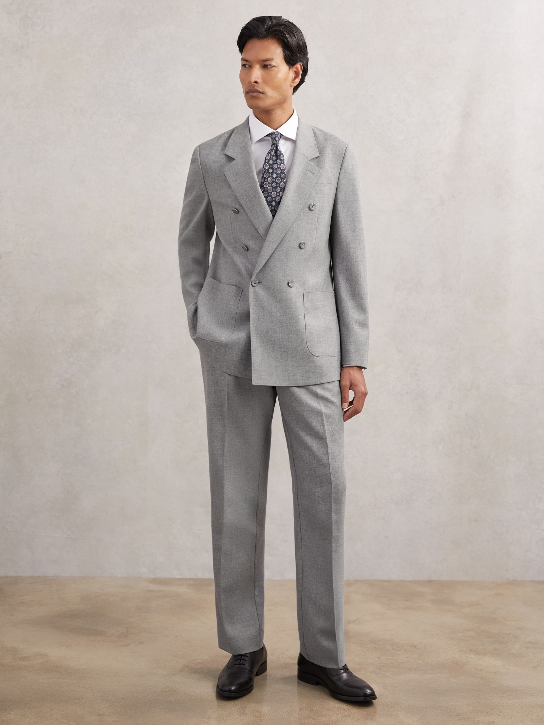 Tailored-Fit Pleated Suit Trousers in Soft Grey - image 2