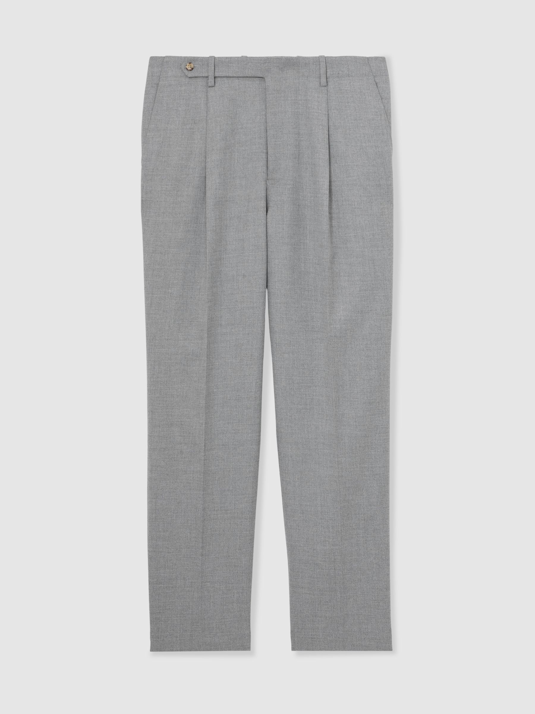 Tailored-Fit Pleated Suit Trousers in Soft Grey