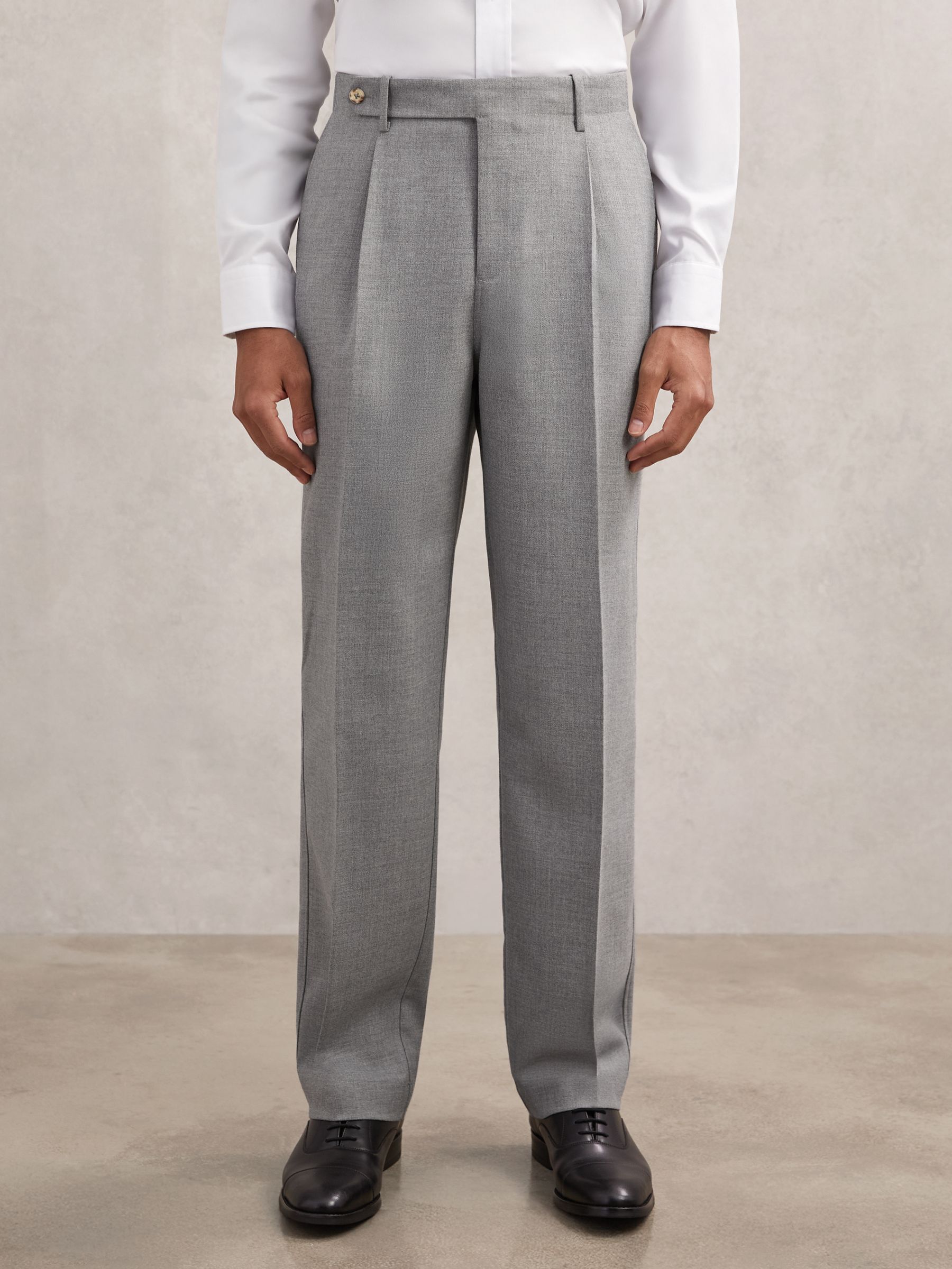 Tailored-Fit Pleated Suit Trousers in Soft Grey - image 5