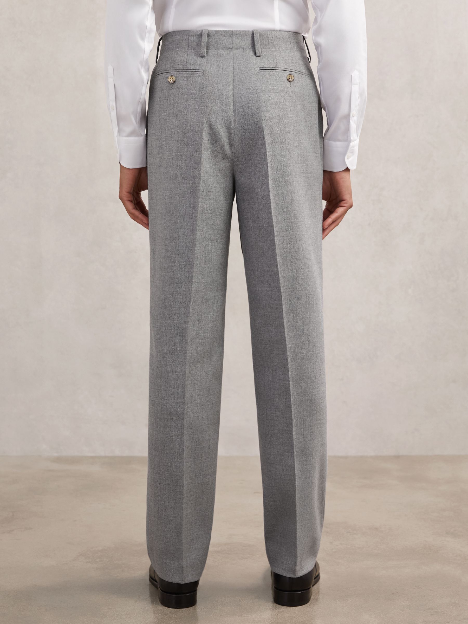 Tailored-Fit Pleated Suit Trousers in Soft Grey - image 3