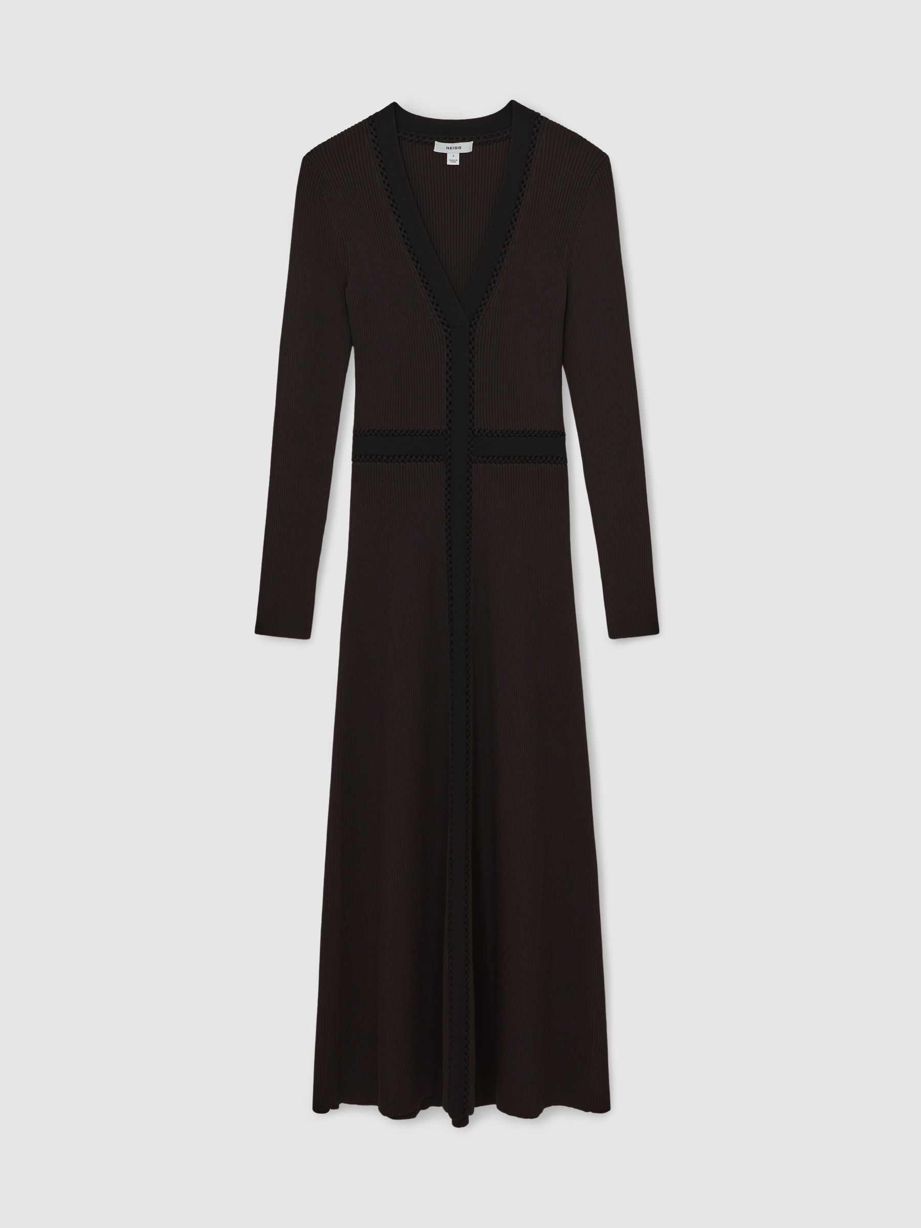 Knitted Dress in Chocolate Brown/Black - Image 2 of 5