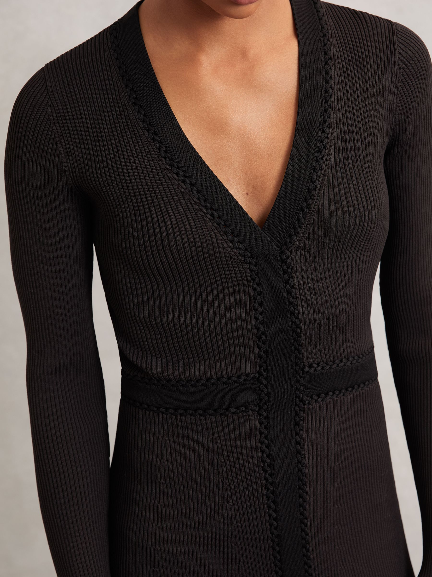 Knitted Dress in Chocolate Brown/Black - Image 3 of 5