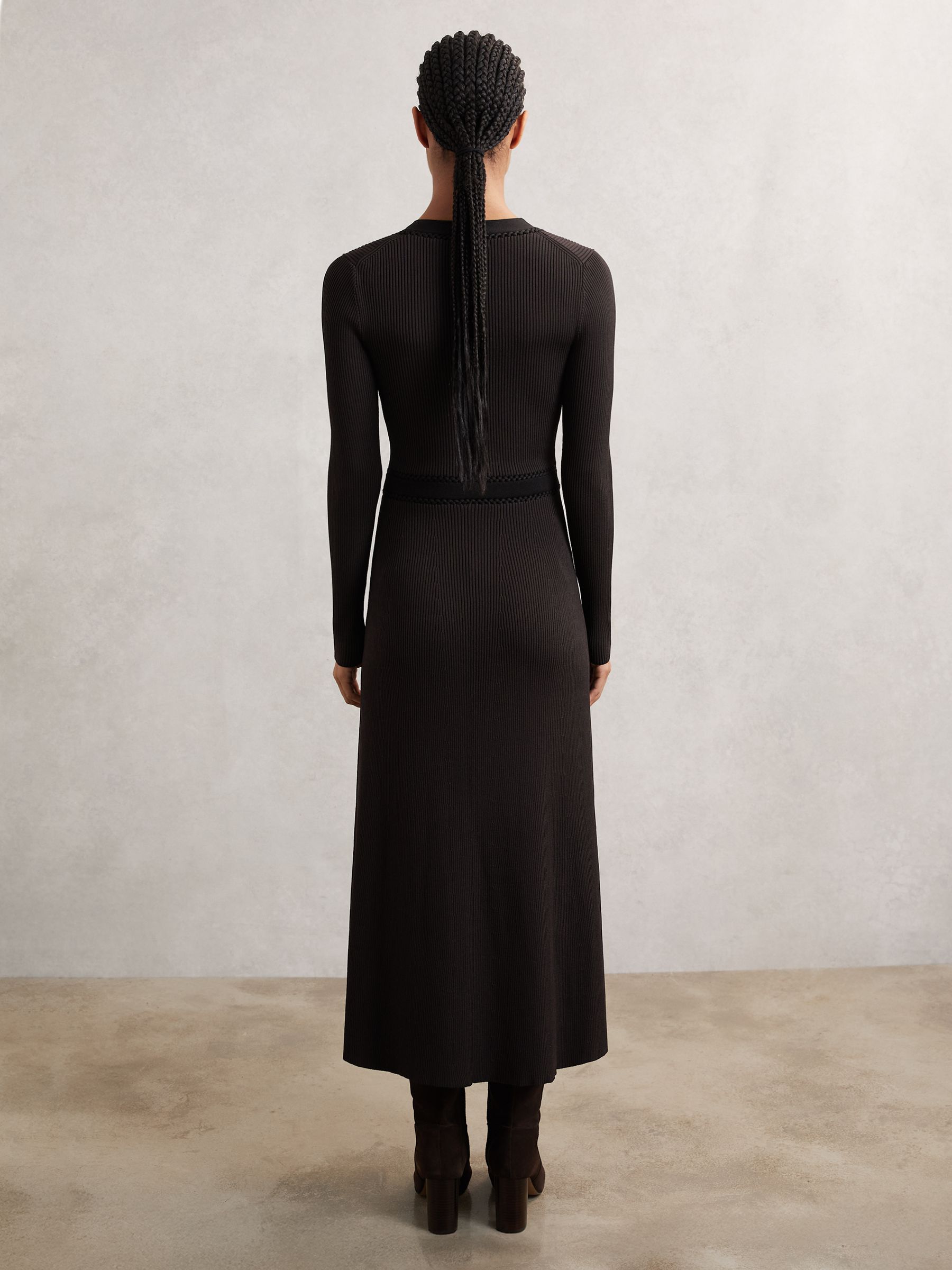 Knitted Dress in Chocolate Brown/Black - image 5