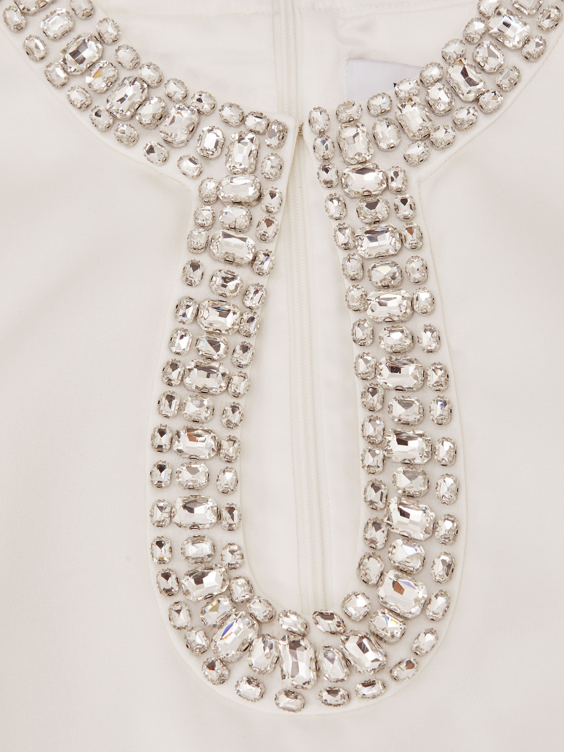 Satin Crystal-Embellished Mini Dress in Ivory - image 3
