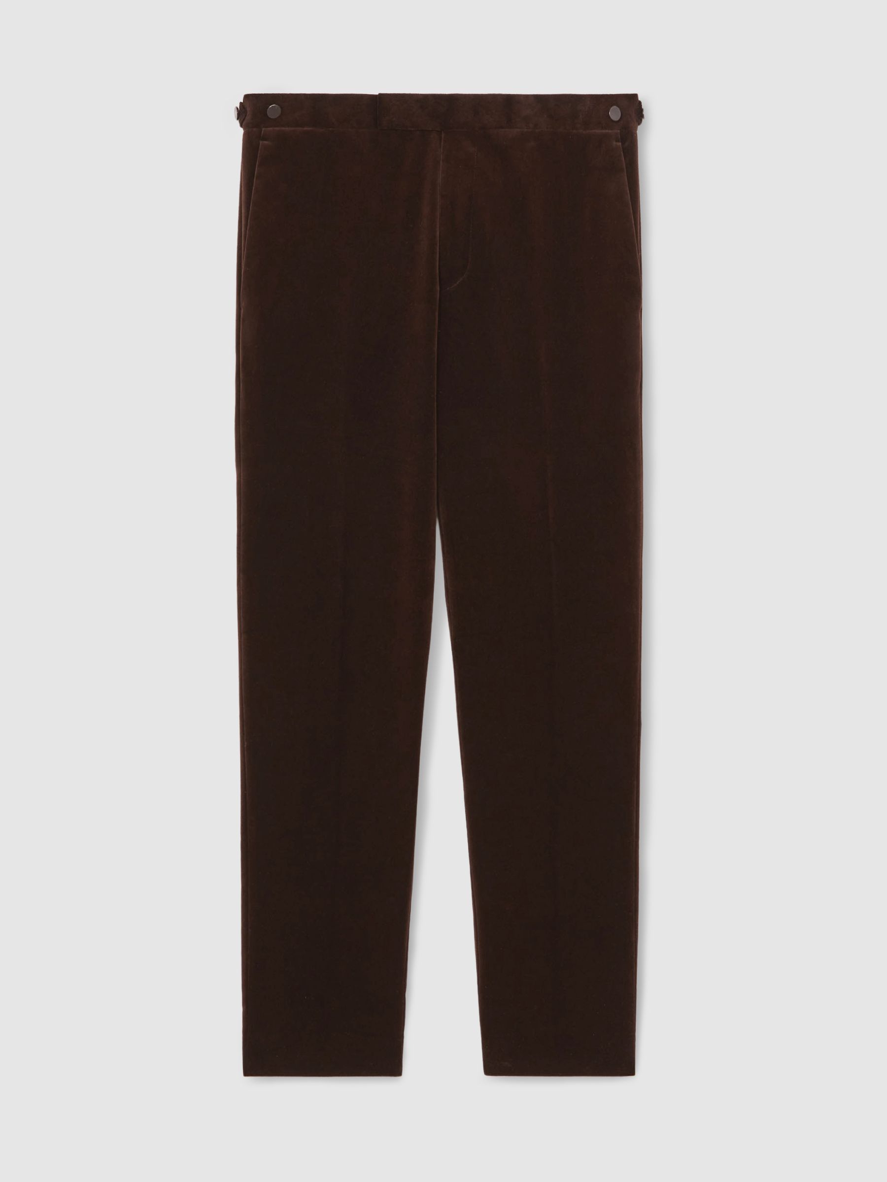 Velvet Tailored-Fit Suit Trousers in Chocolate Brown - Image 2 of 7