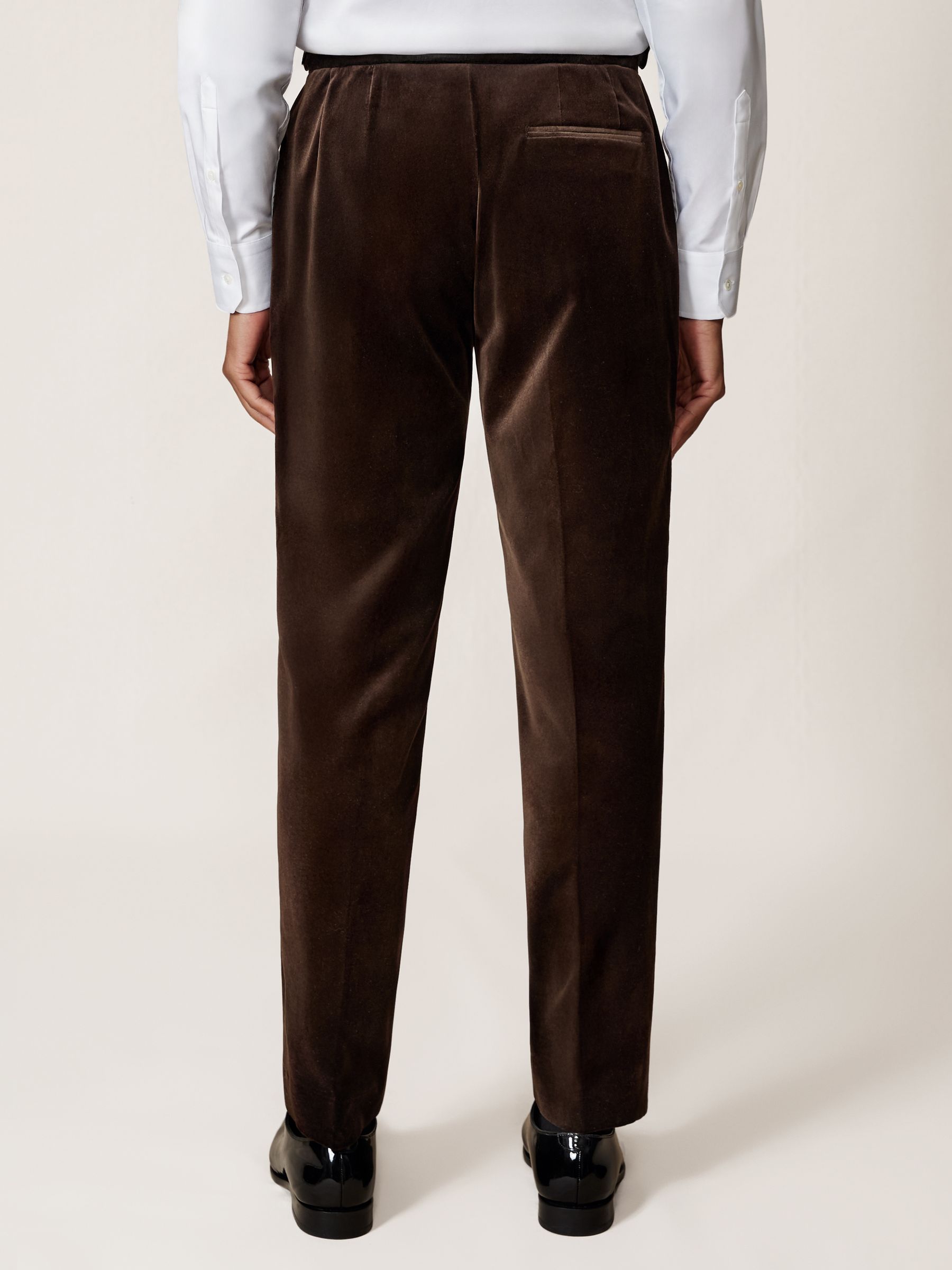 Velvet Tailored-Fit Suit Trousers in Chocolate Brown - Image 6 of 7
