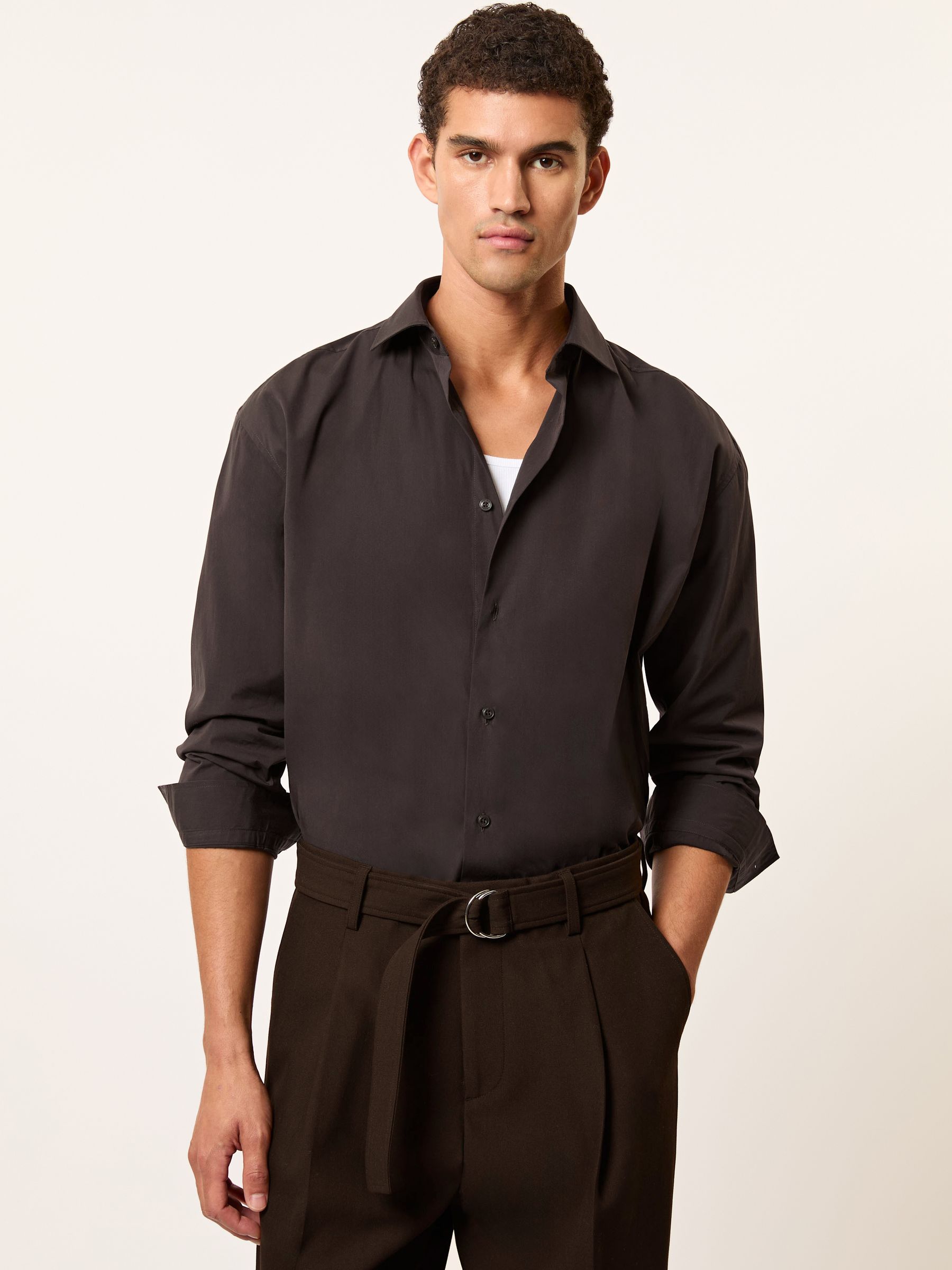 Monogram Relaxed-Fit Belted Trousers in Brown - Image 5 of 7