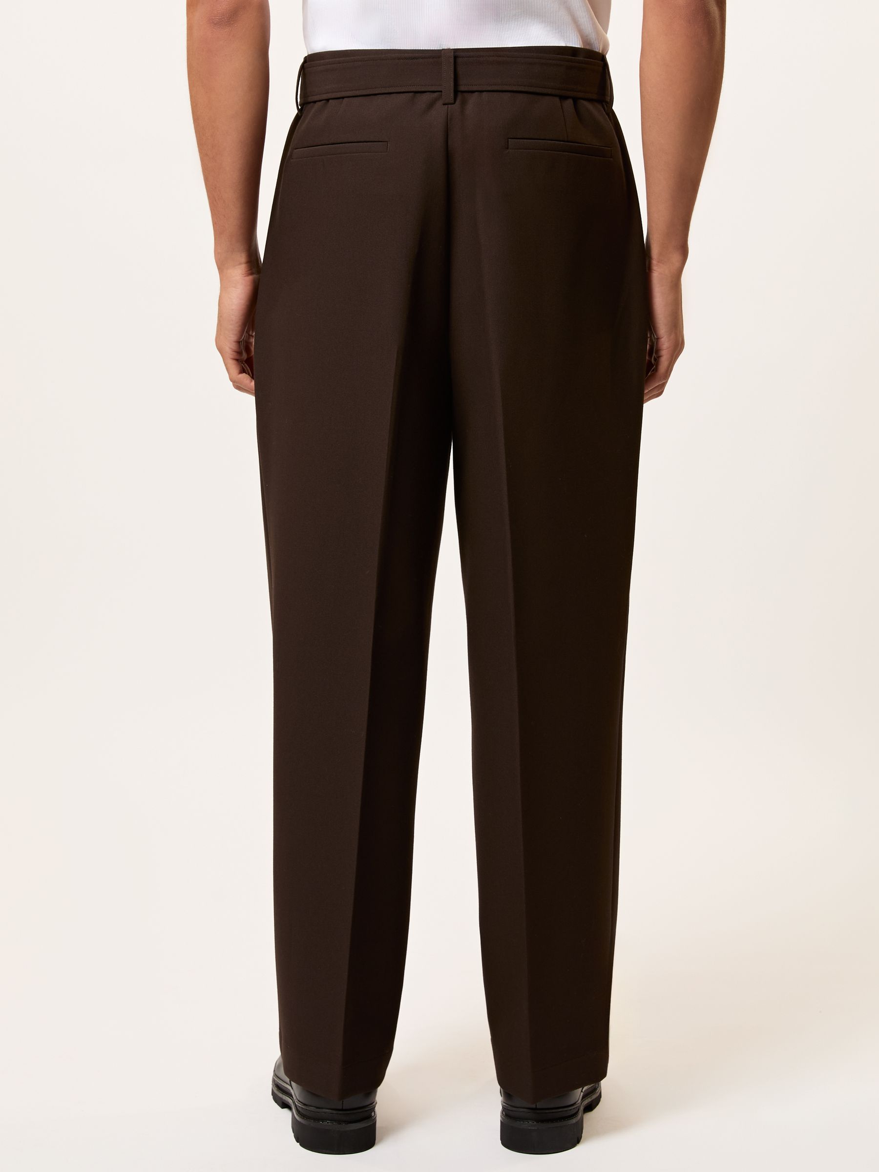 Monogram Relaxed-Fit Belted Trousers in Brown - Image 6 of 7