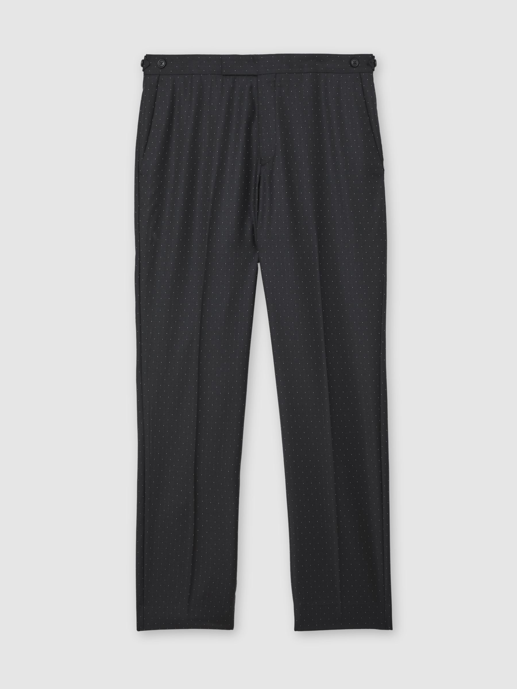 Wool-Silk Polka-Dot Suit Trousers Classic-Fit in Midnight Navy - image 1