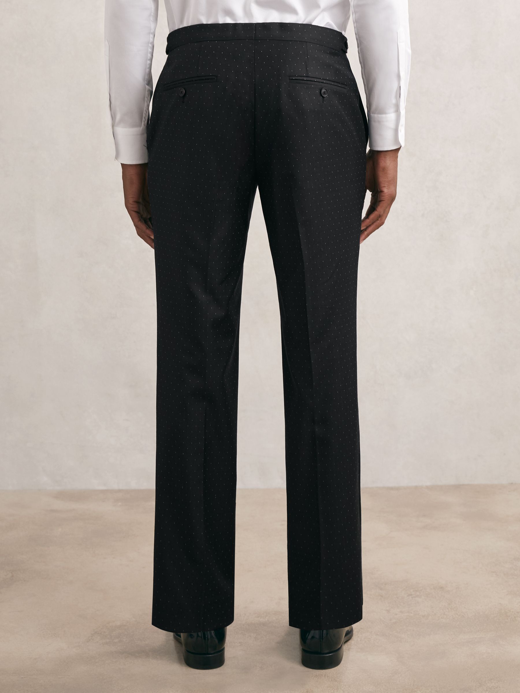 Wool-Silk Polka-Dot Suit Trousers Classic-Fit in Midnight Navy - image 5