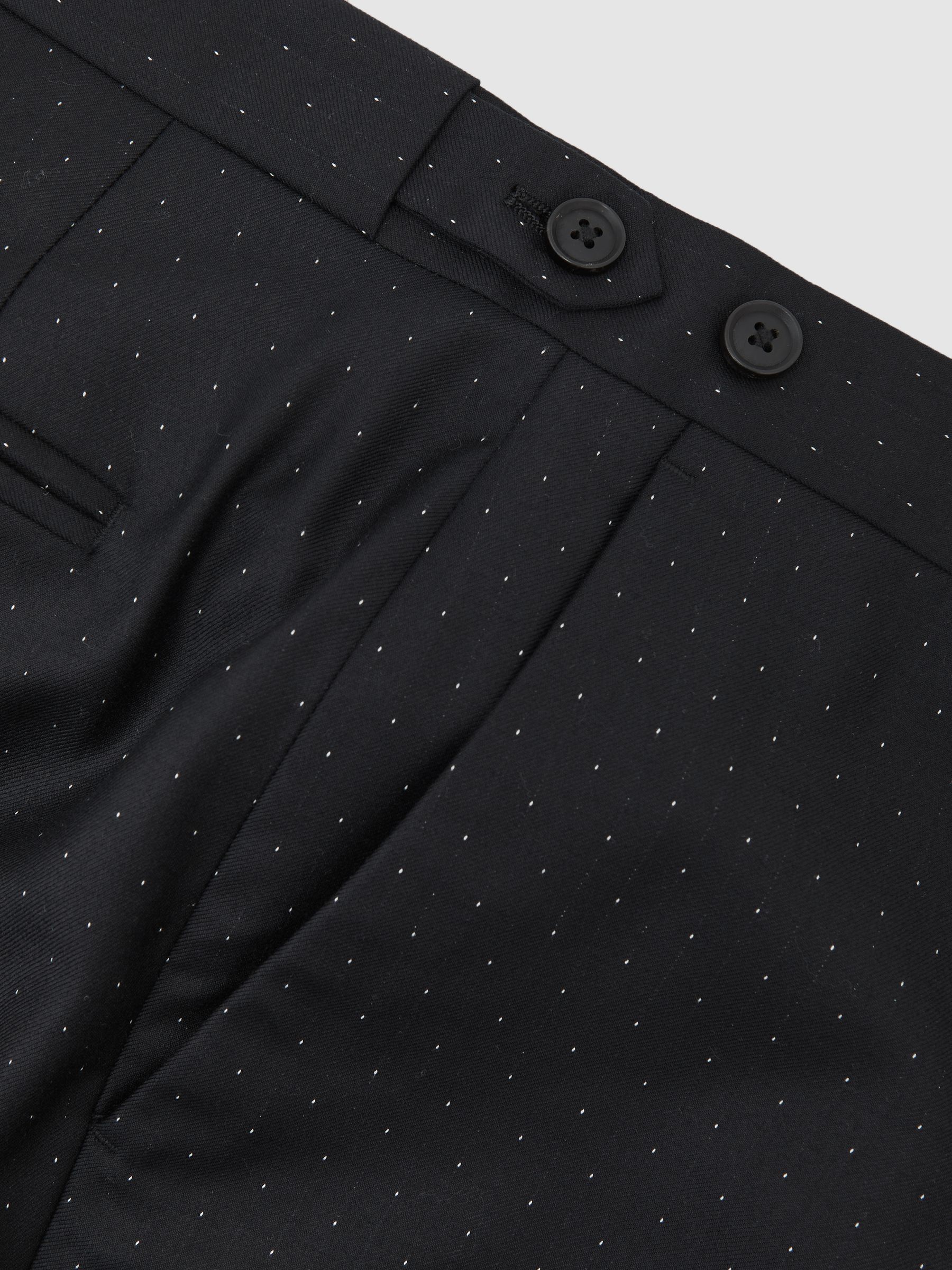 Wool-Silk Polka-Dot Suit Trousers Classic-Fit in Midnight Navy - image 3