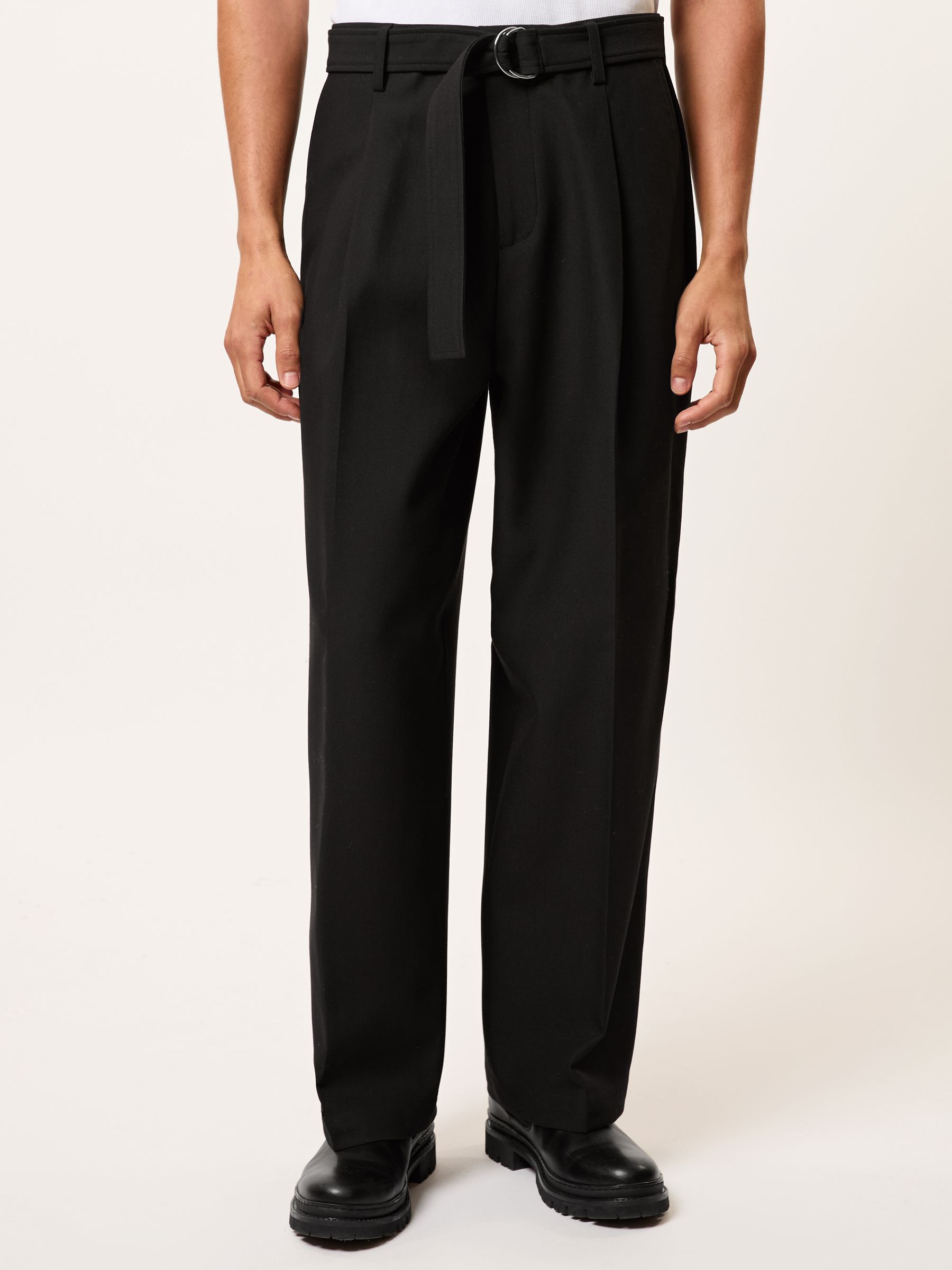 Monogram Relaxed-Fit Belted Trousers in Black - Image 4 of 6