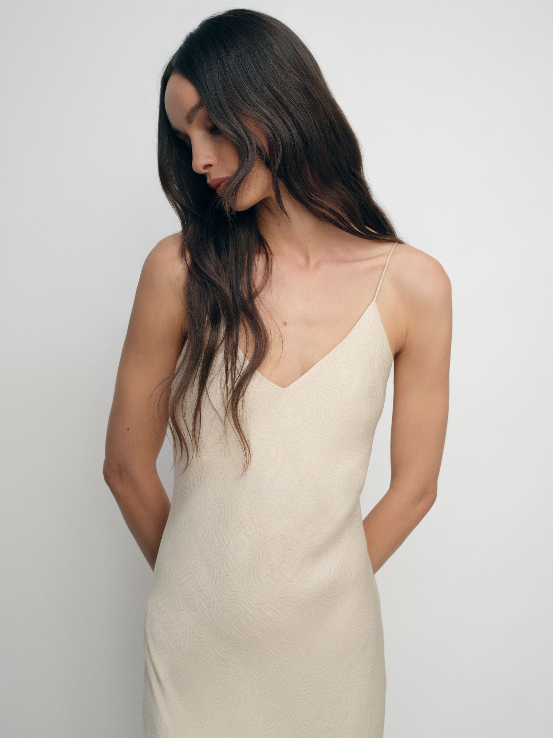 Jacquard Maxi Slip Dress in Champagne Neutral - Image 5 of 8