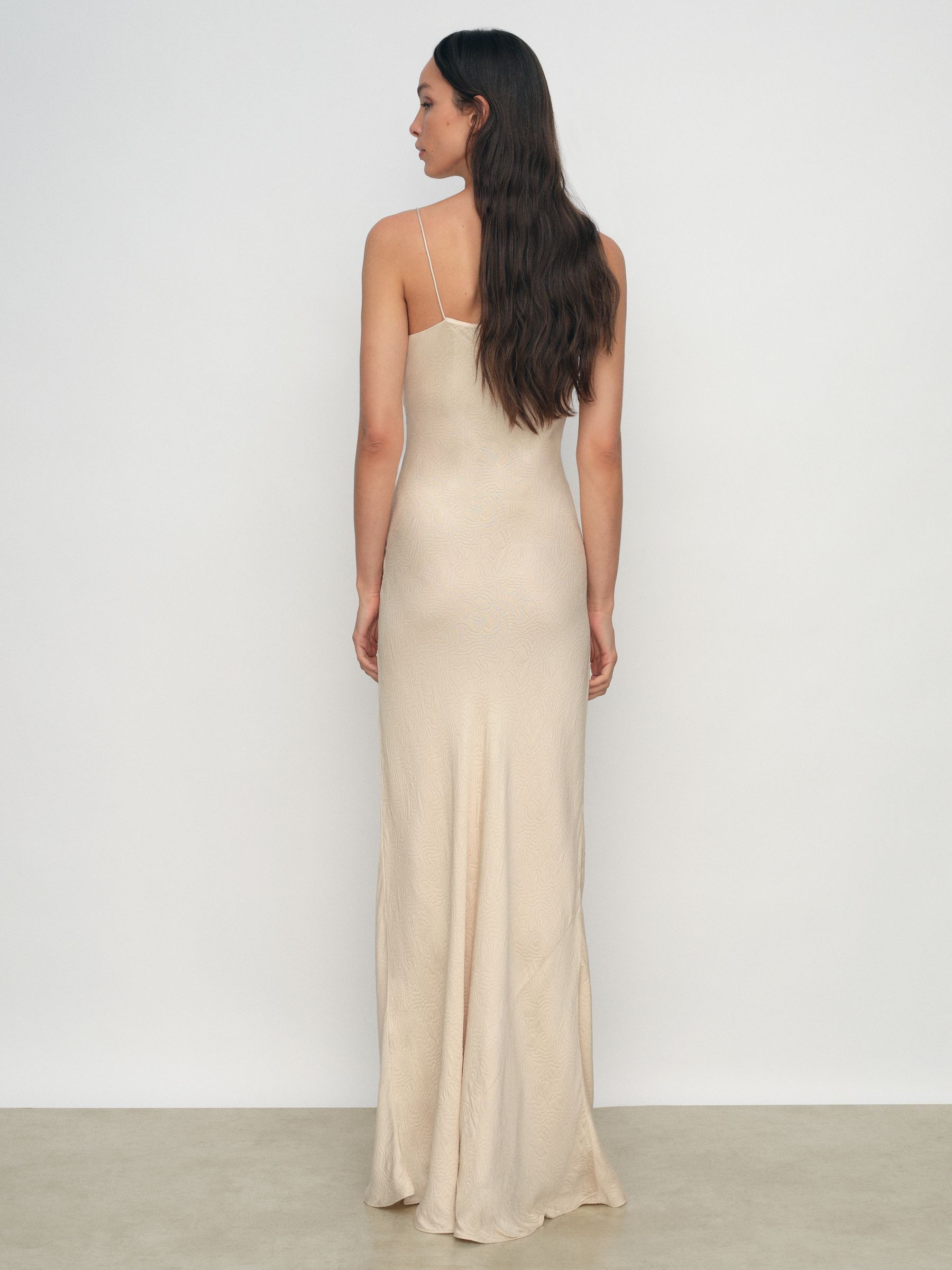 Jacquard Maxi Slip Dress in Champagne Neutral - image 5