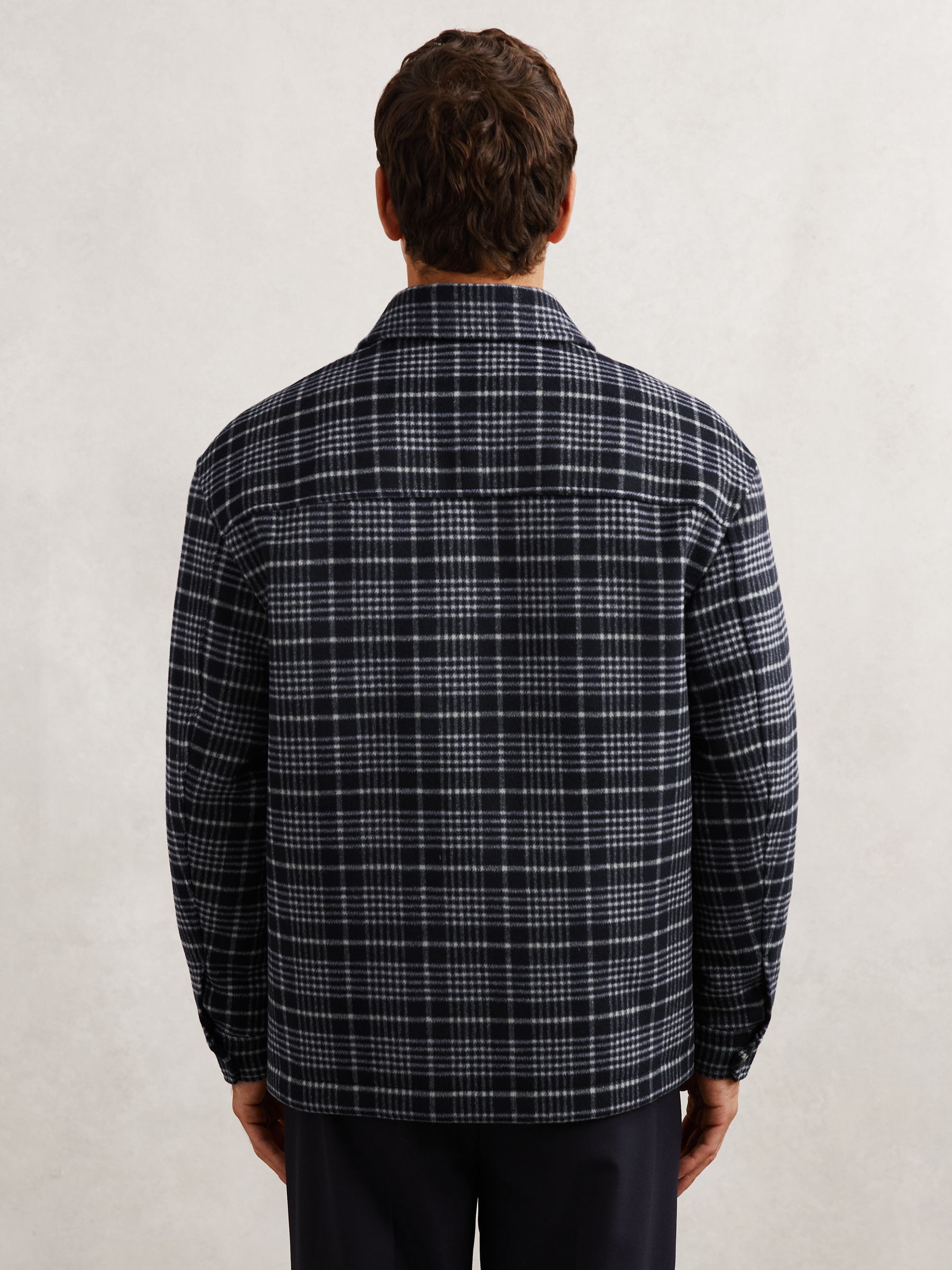 Wool-Blend Check Padded Overshirt in Blue - Image 5 of 6