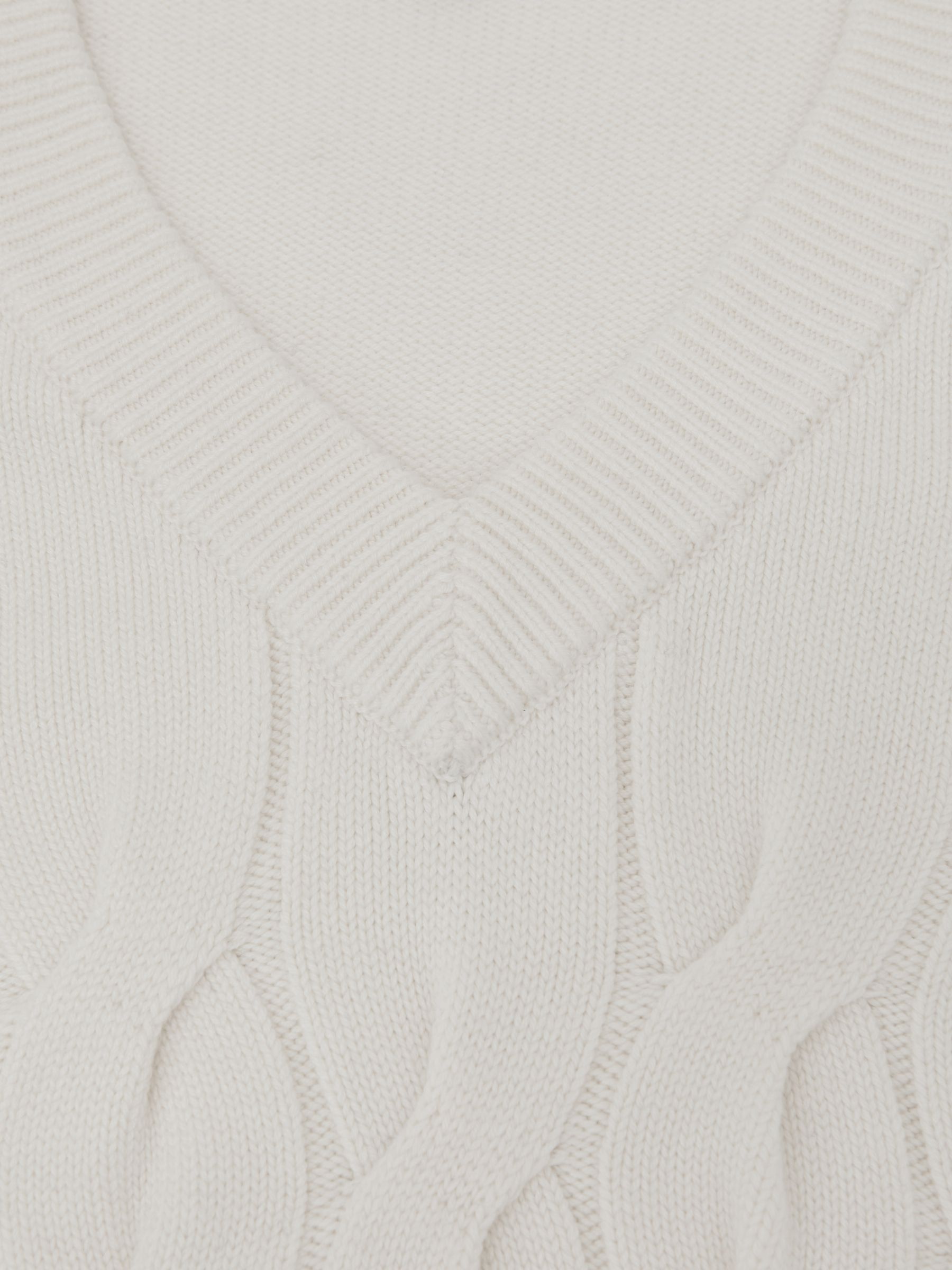 Cable-Knit V-Neck Vest with Wool in Winter White - image 3