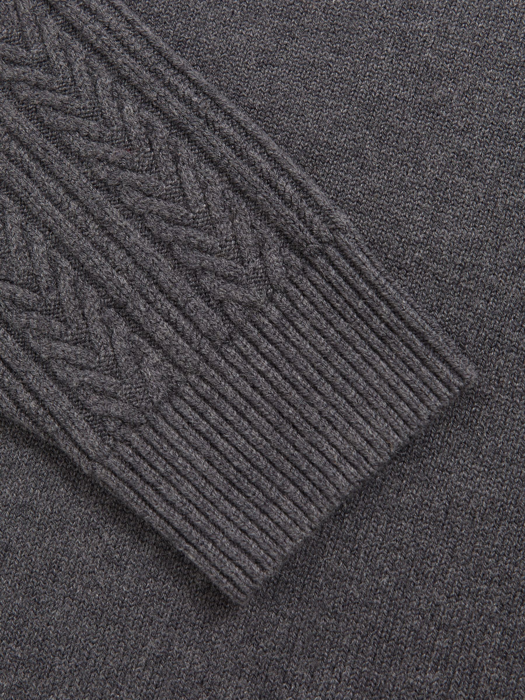 Cable-Knit Roll-Neck Jumper With Wool in Mid Grey Melange - Image 6 of 6