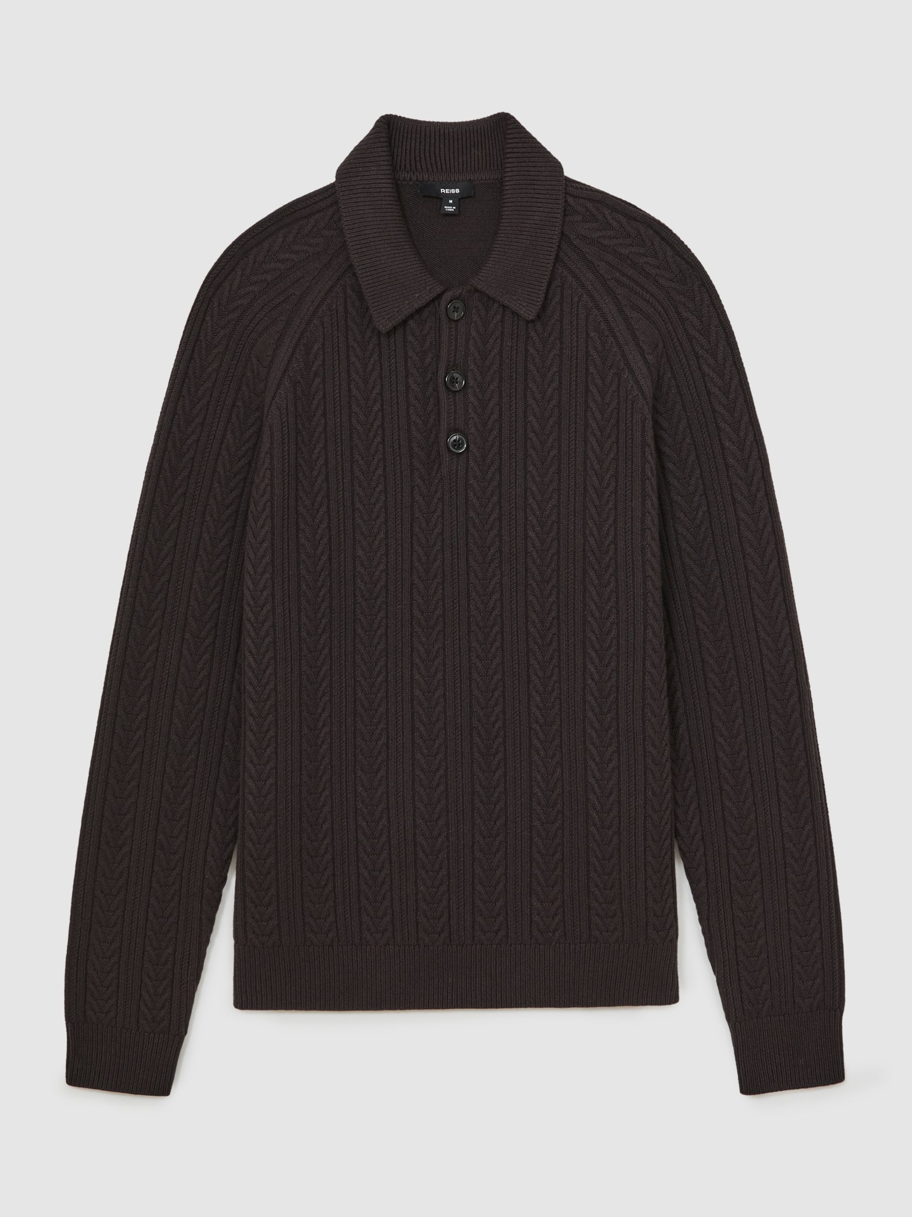 Cable-Knit Jumper With Wool in Chocolate Brown - image 1
