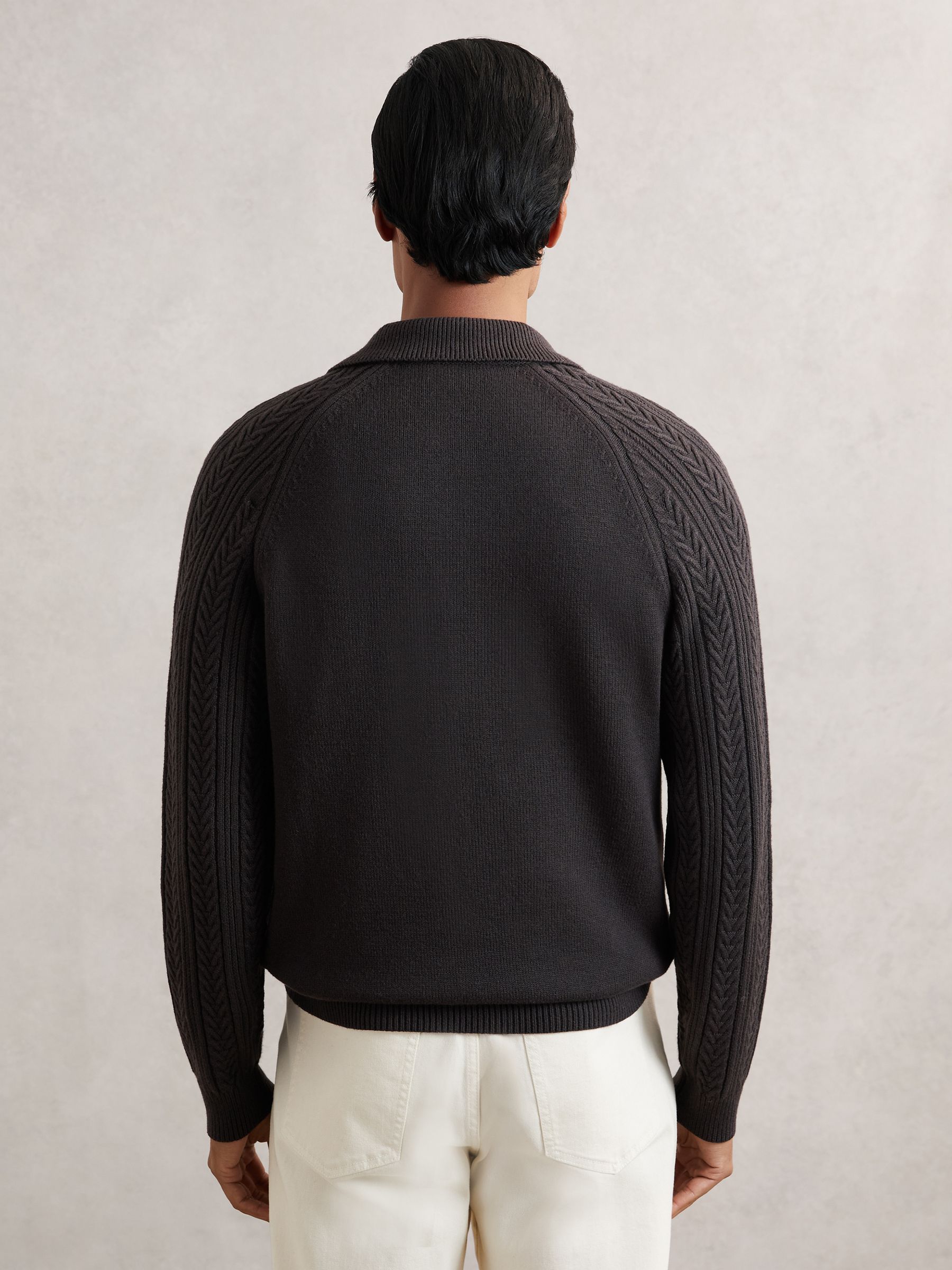 Cable-Knit Jumper With Wool in Chocolate Brown - image 5