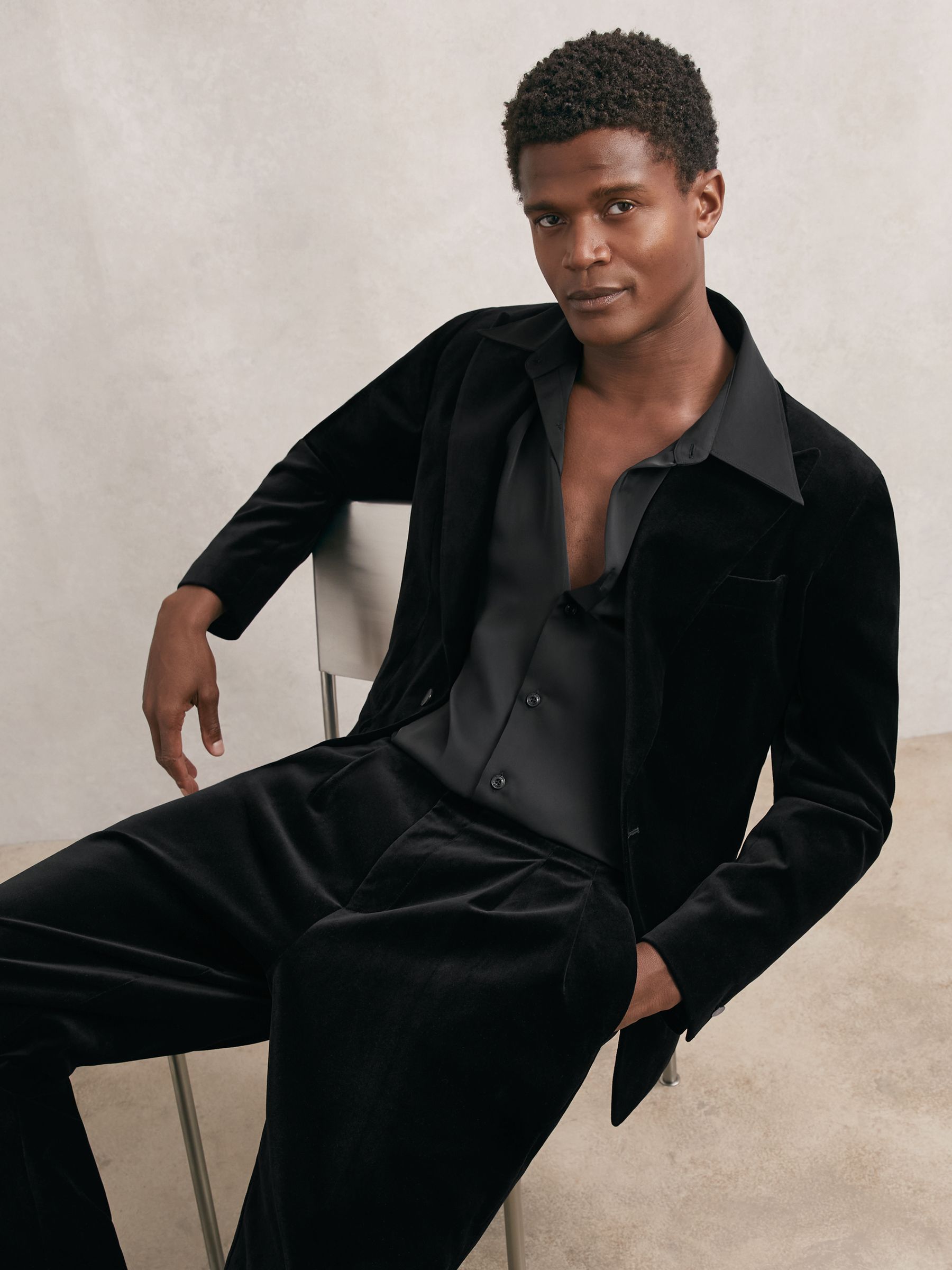 Satin Long-Sleeve Shirt in Black - image 5