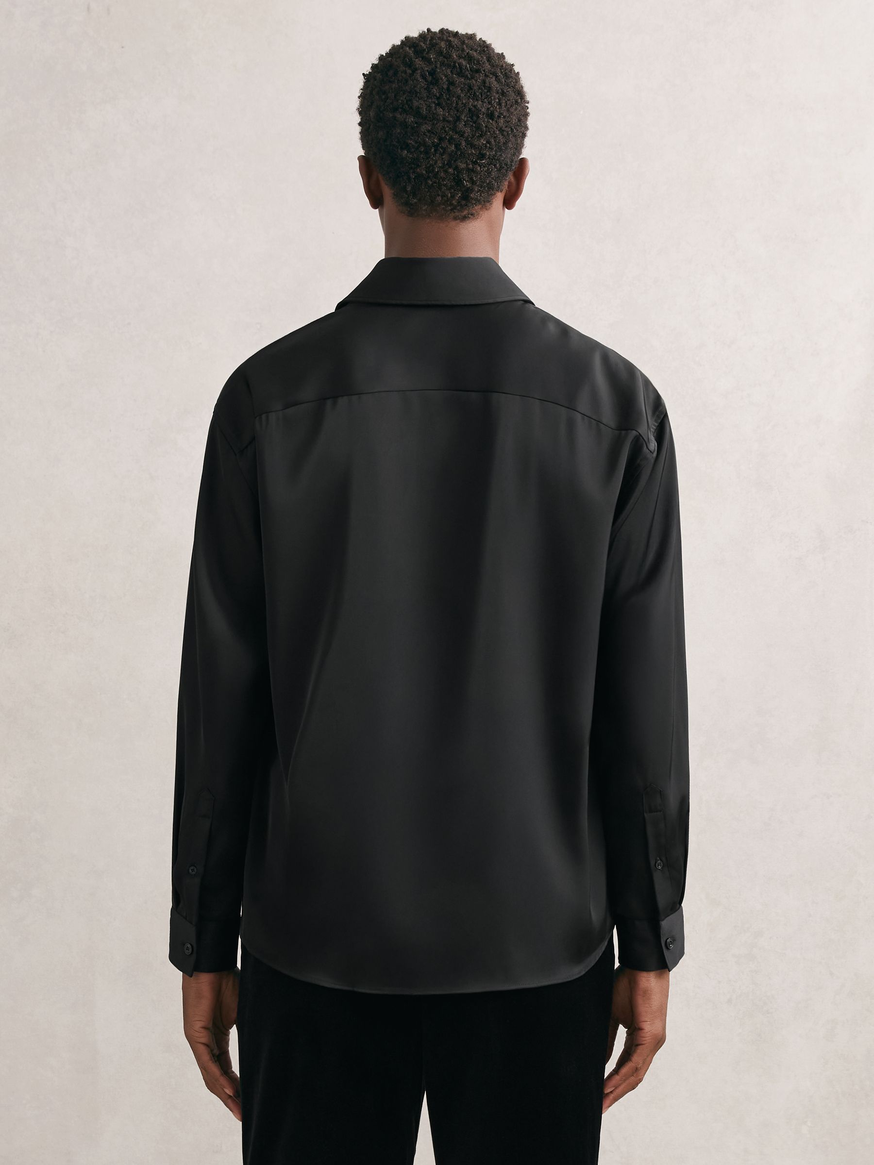 Satin Long-Sleeve Shirt in Black - image 4