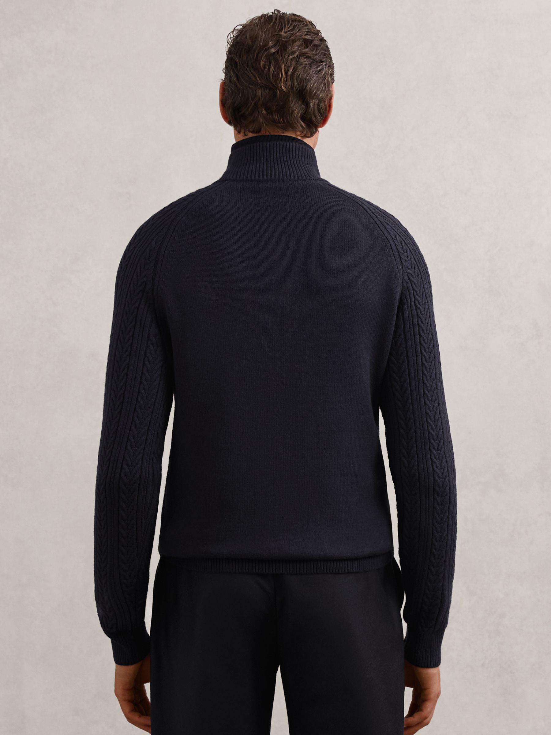 Cable-Knit Half-Zip Jumper with Wool in Navy - image 5
