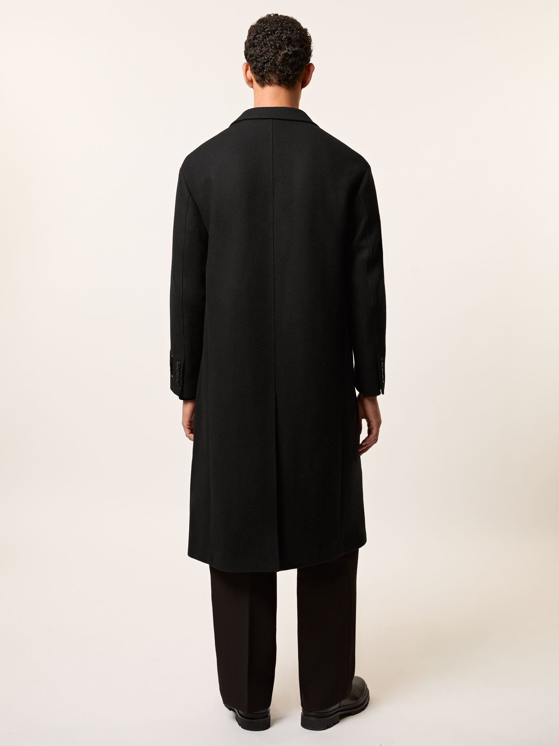 Monogram Double-Breasted Relaxed Coat Wool-Blend in Black - Image 6 of 9