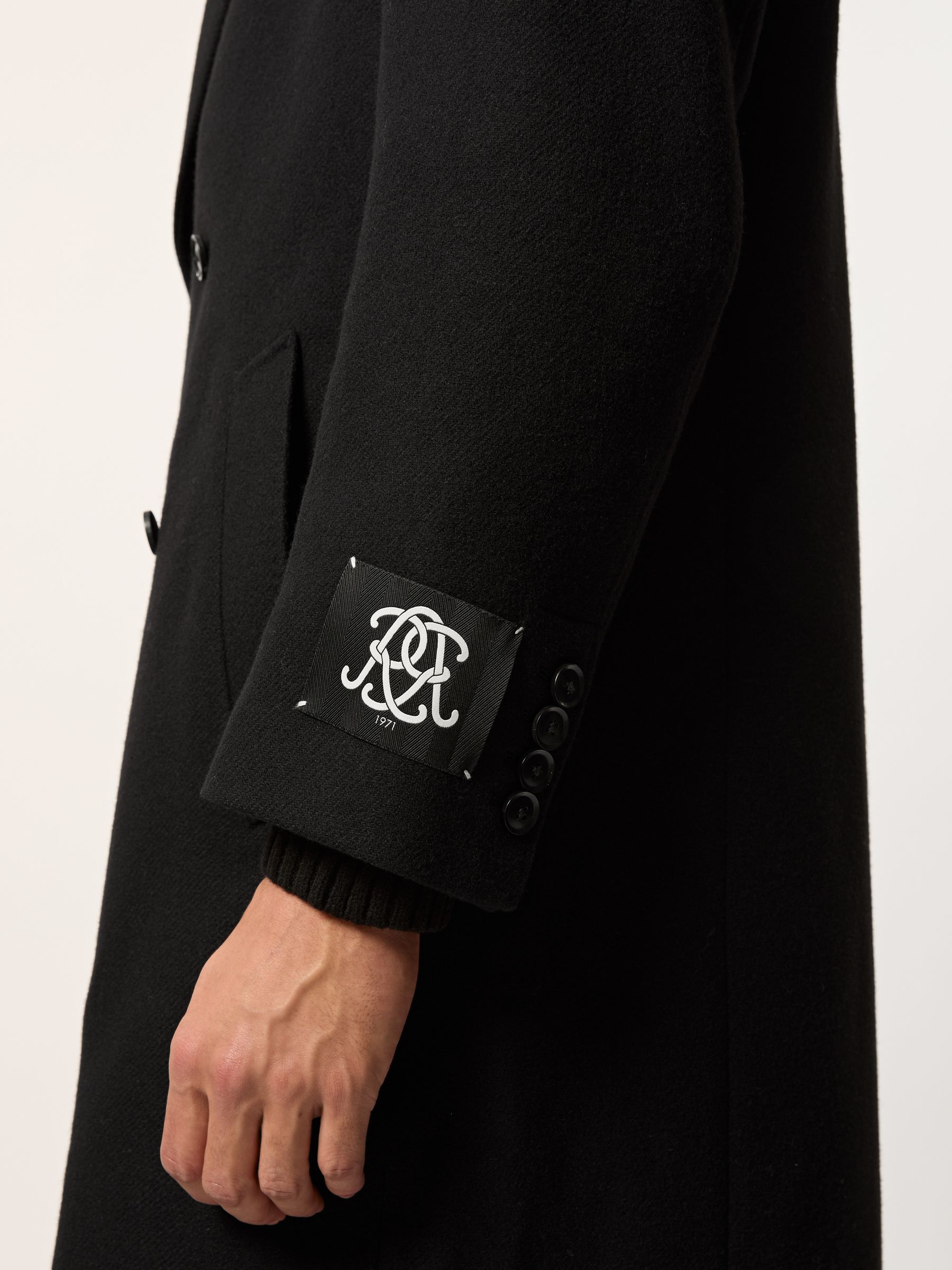 Monogram Double-Breasted Relaxed Coat Wool-Blend in Black - image 5