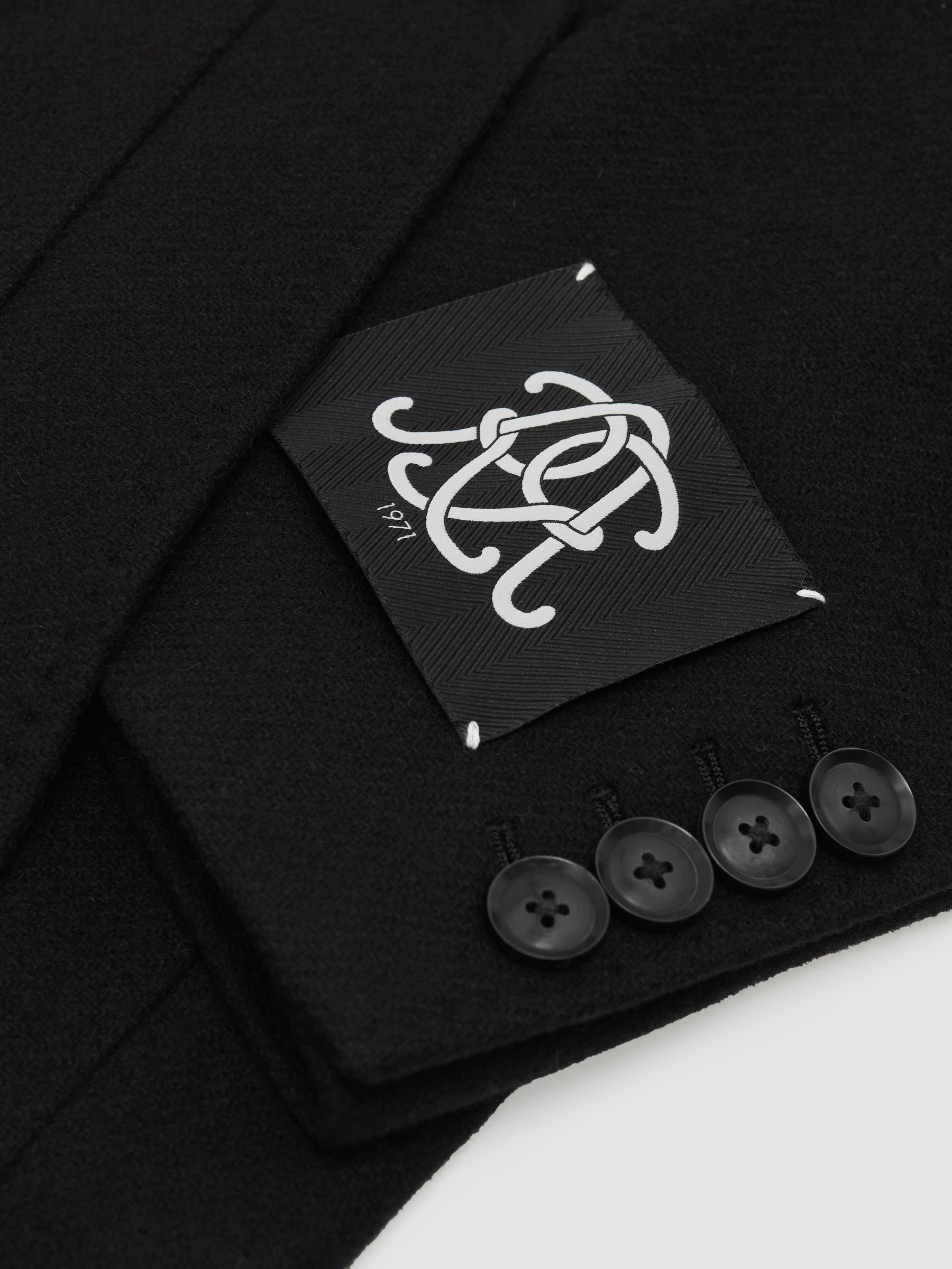 Monogram Double-Breasted Relaxed Coat Wool-Blend in Black - Image 9 of 9