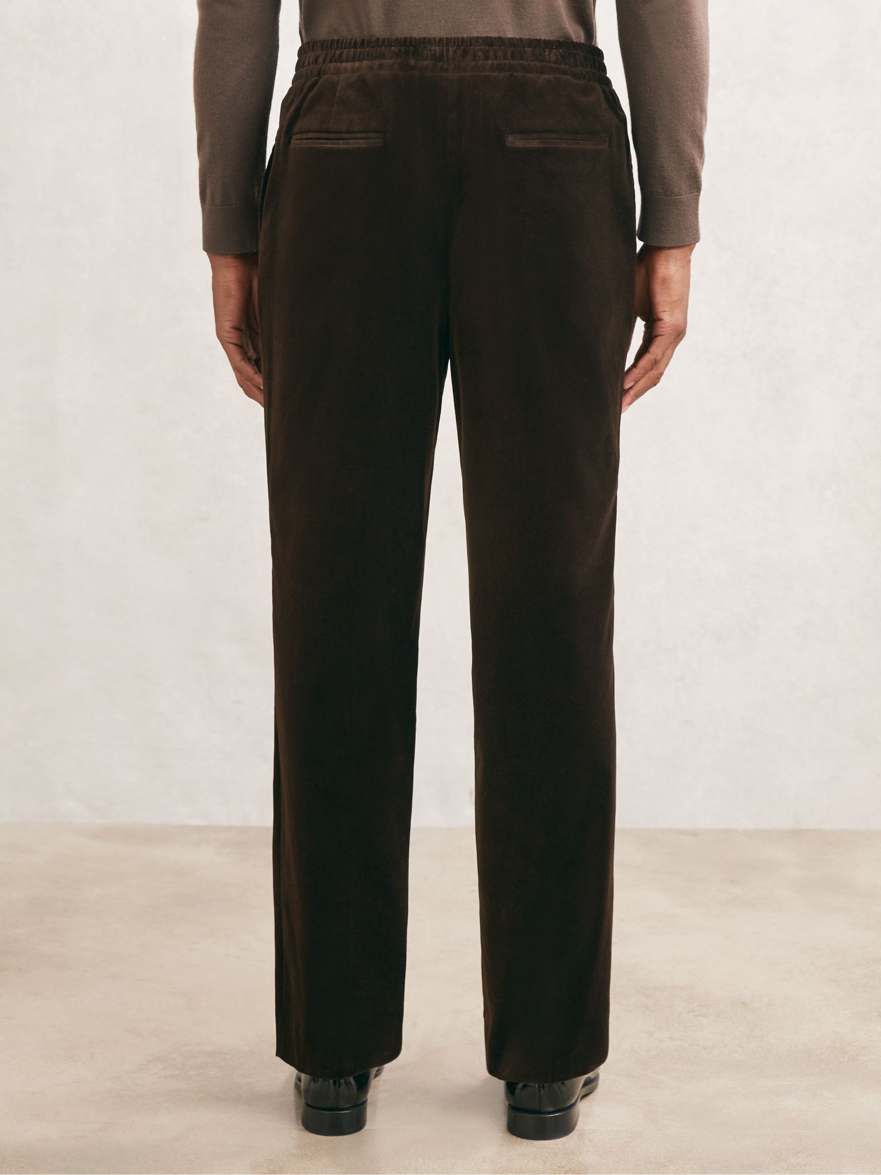 Wide-Leg Velvet Trousers in Brown - Image 5 of 6