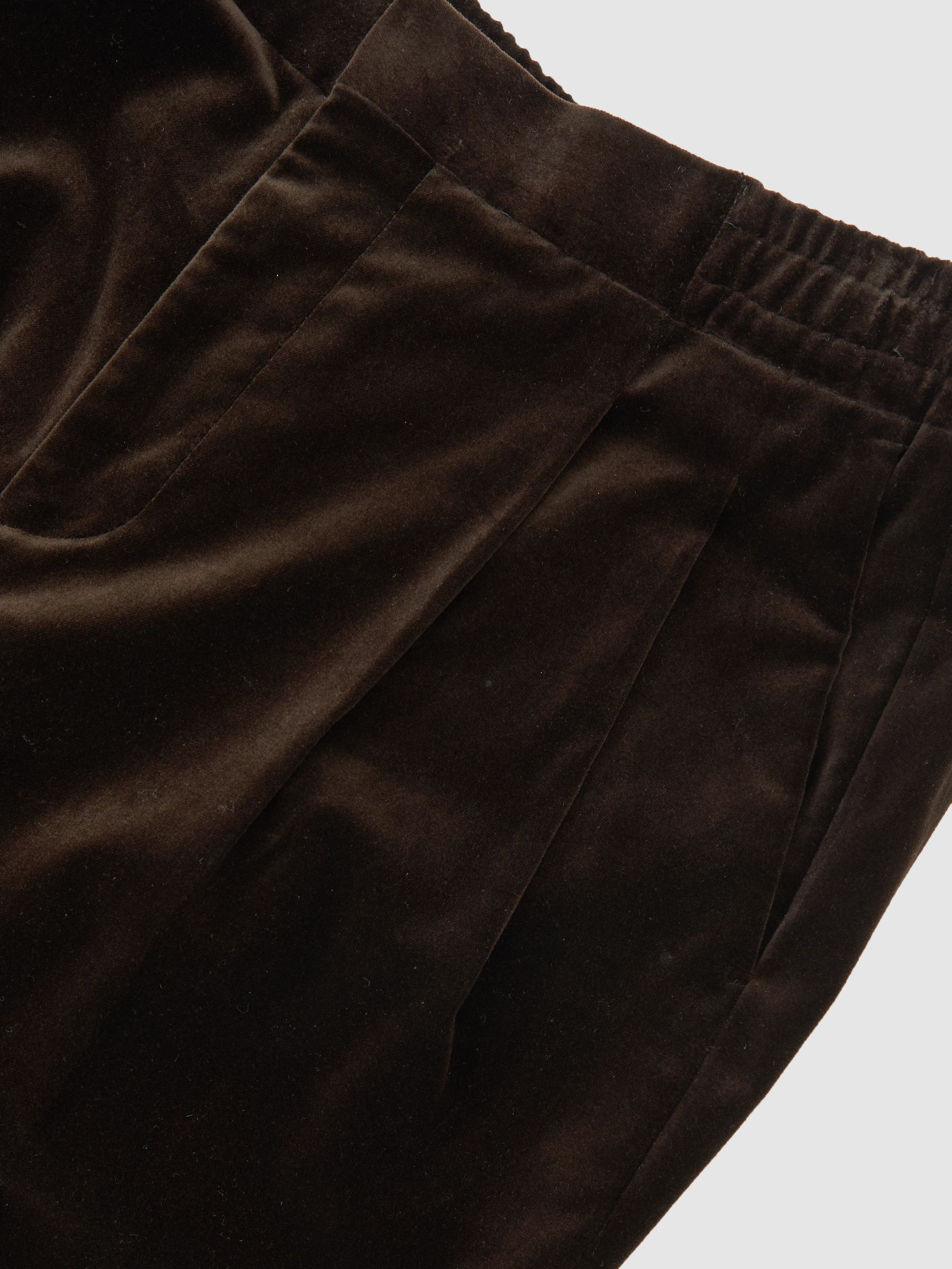 Wide-Leg Velvet Trousers in Brown - Image 6 of 6