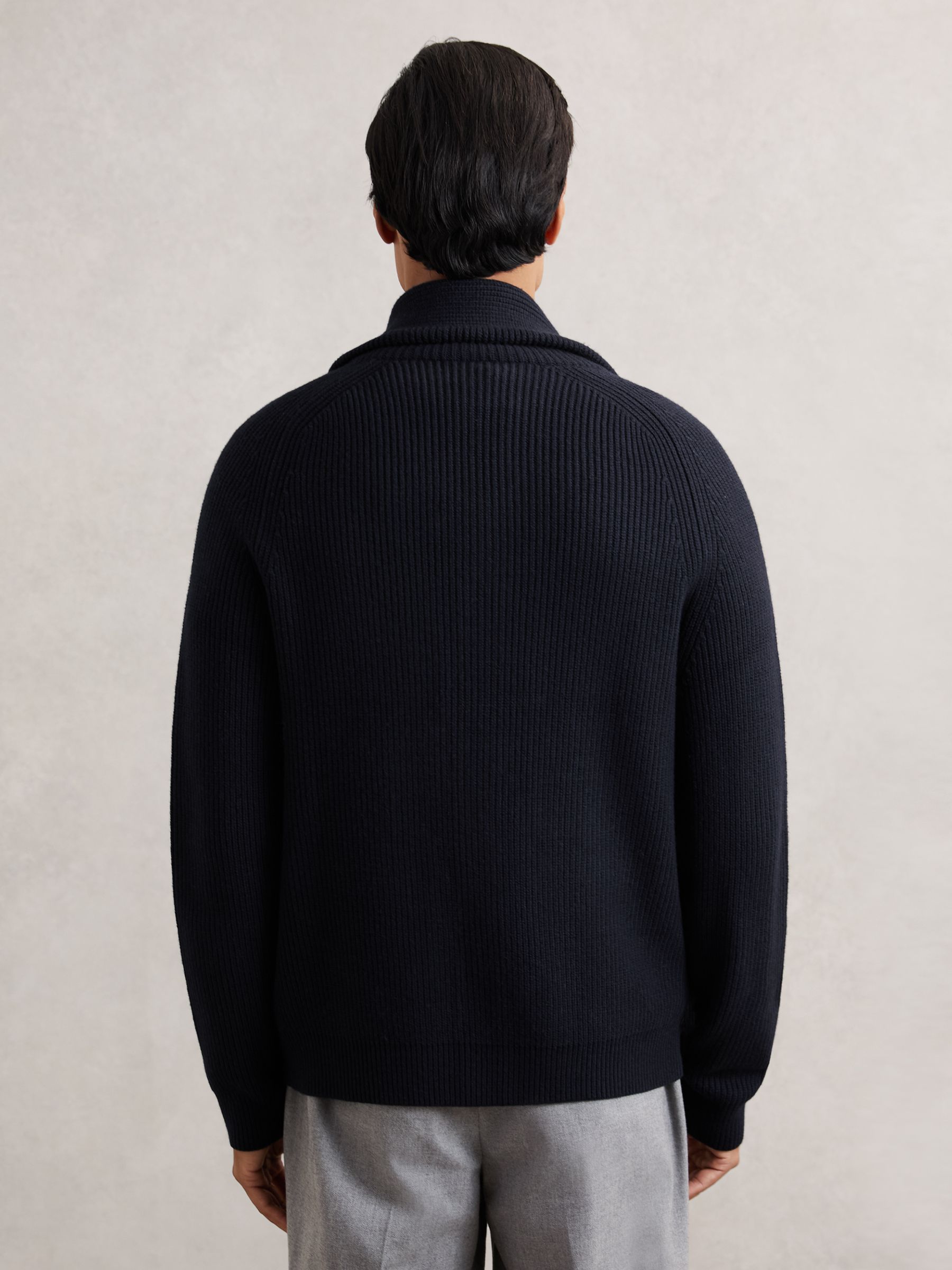 Shawl-Collar Cardigan With Wool in Navy - image 4
