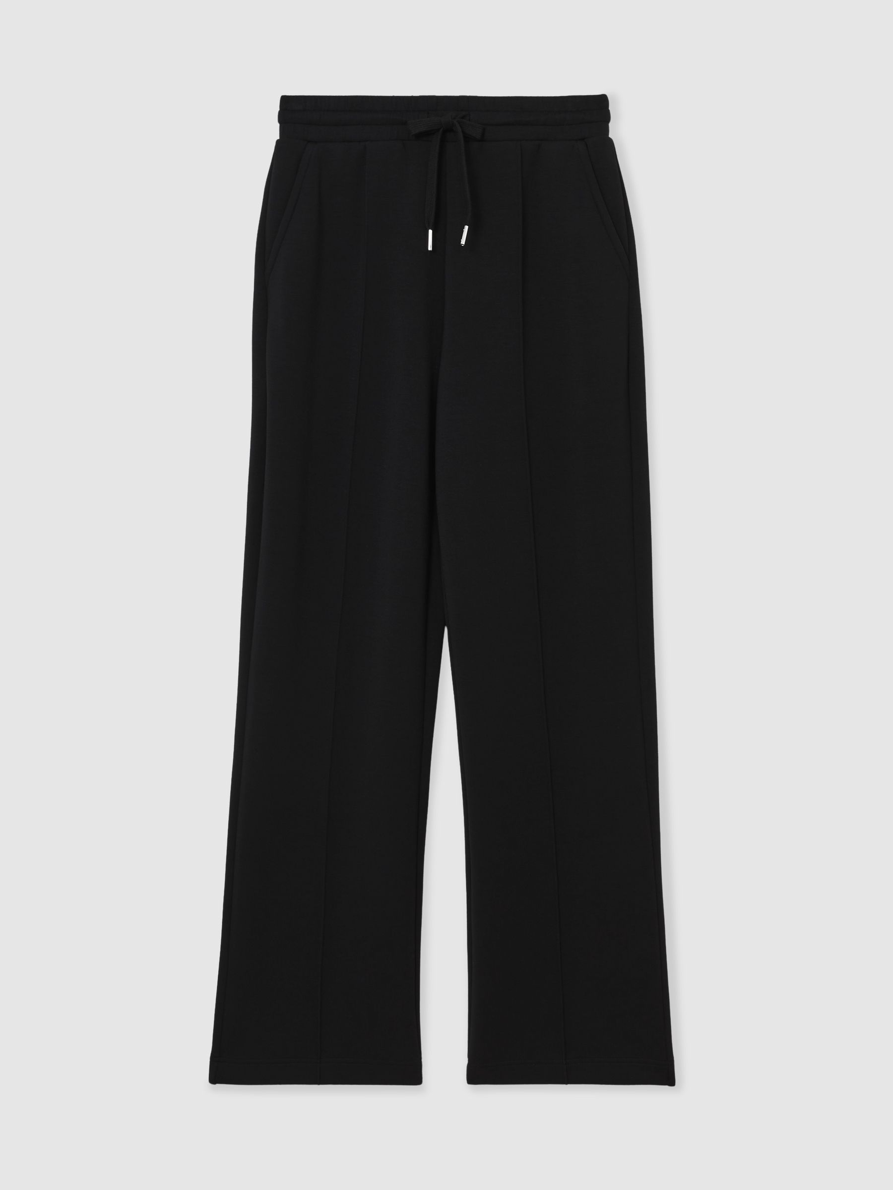 Petite Premium Interlock Wide-Leg Joggers in Black - Image 2 of 7