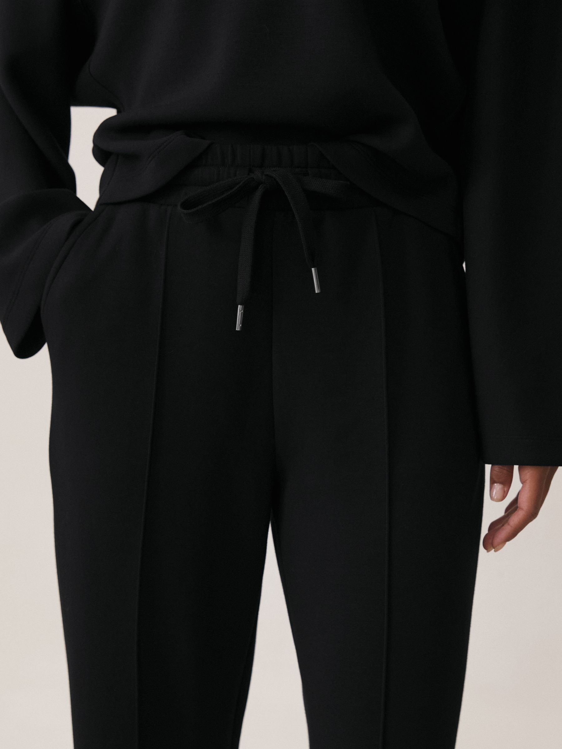 Petite Premium Interlock Wide-Leg Joggers in Black - Image 4 of 7