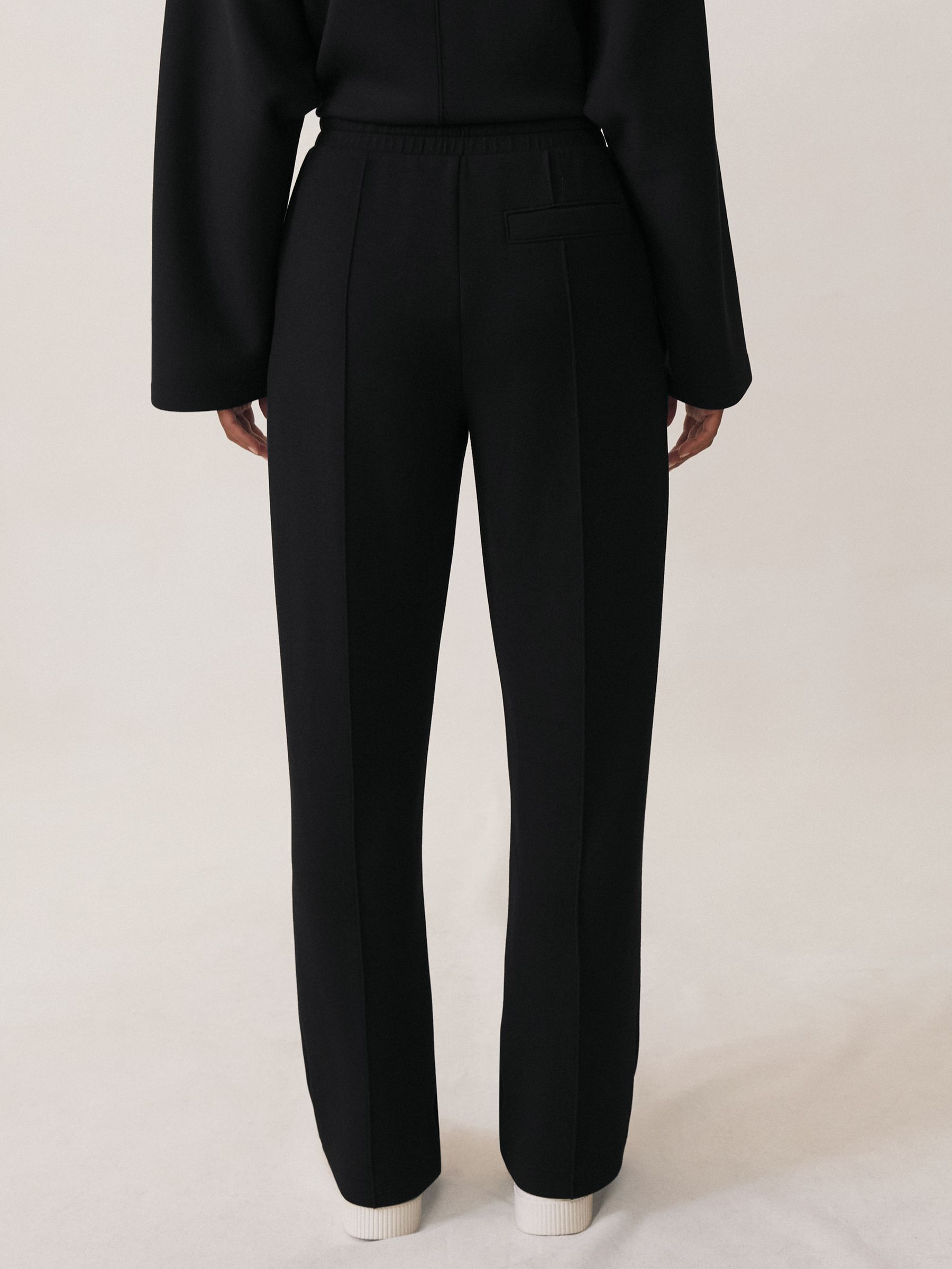 Petite Premium Interlock Wide-Leg Joggers in Black - Image 5 of 7