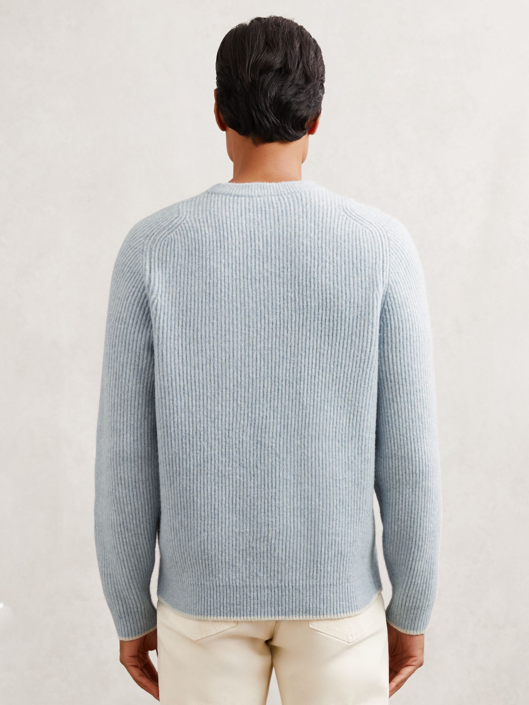 Brushed Rib-Knit Crew-Neck Jumper with Wool in Soft Blue - Image 5 of 6