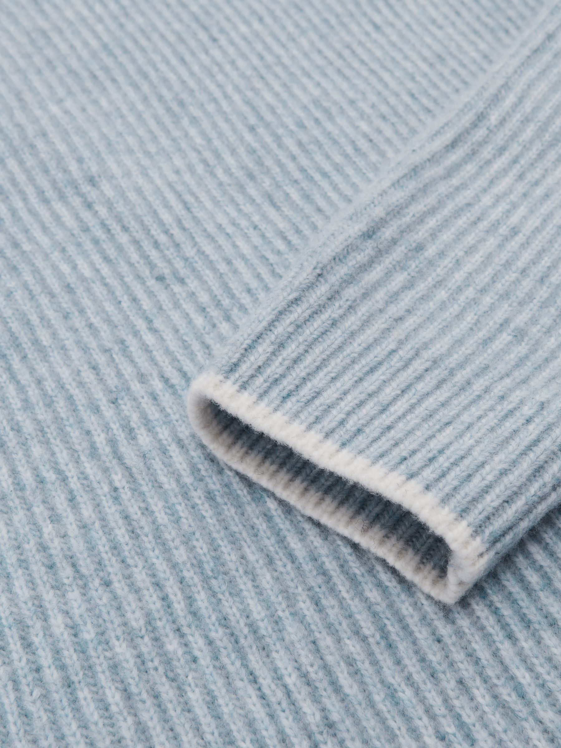 Brushed Rib-Knit Crew-Neck Jumper with Wool in Soft Blue - image 3