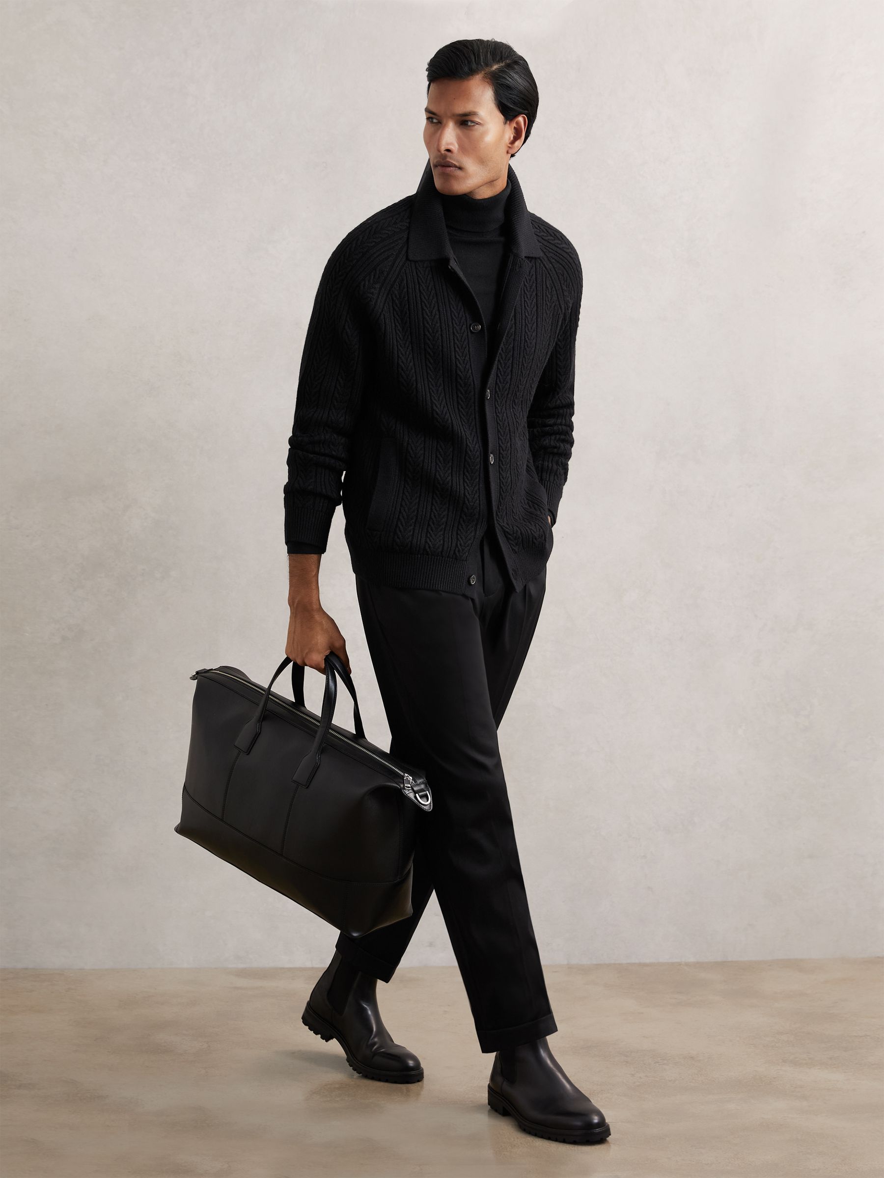 Cable-Knit Cardigan With Wool in Black - image 5