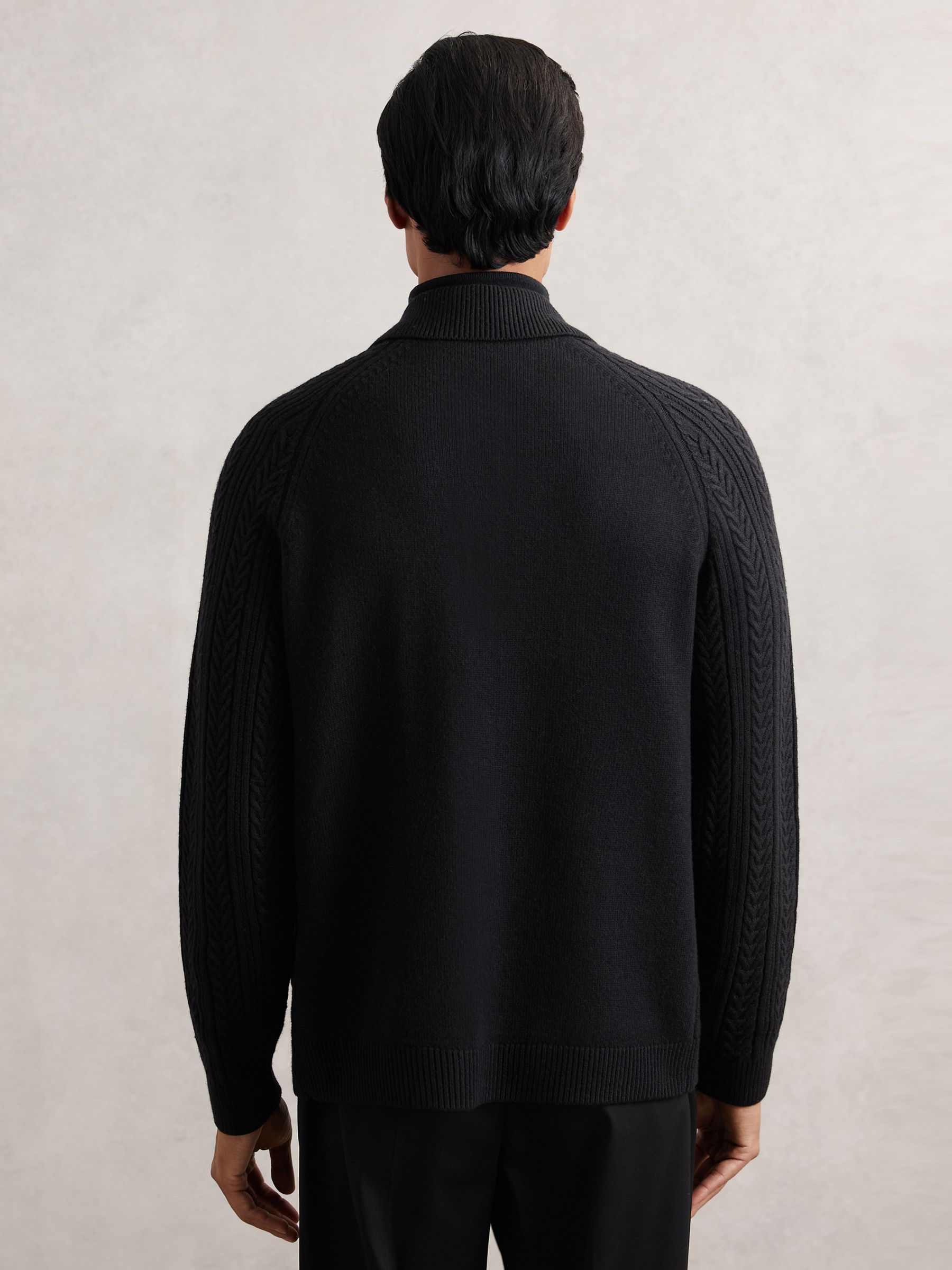 Cable-Knit Cardigan With Wool in Black - image 3