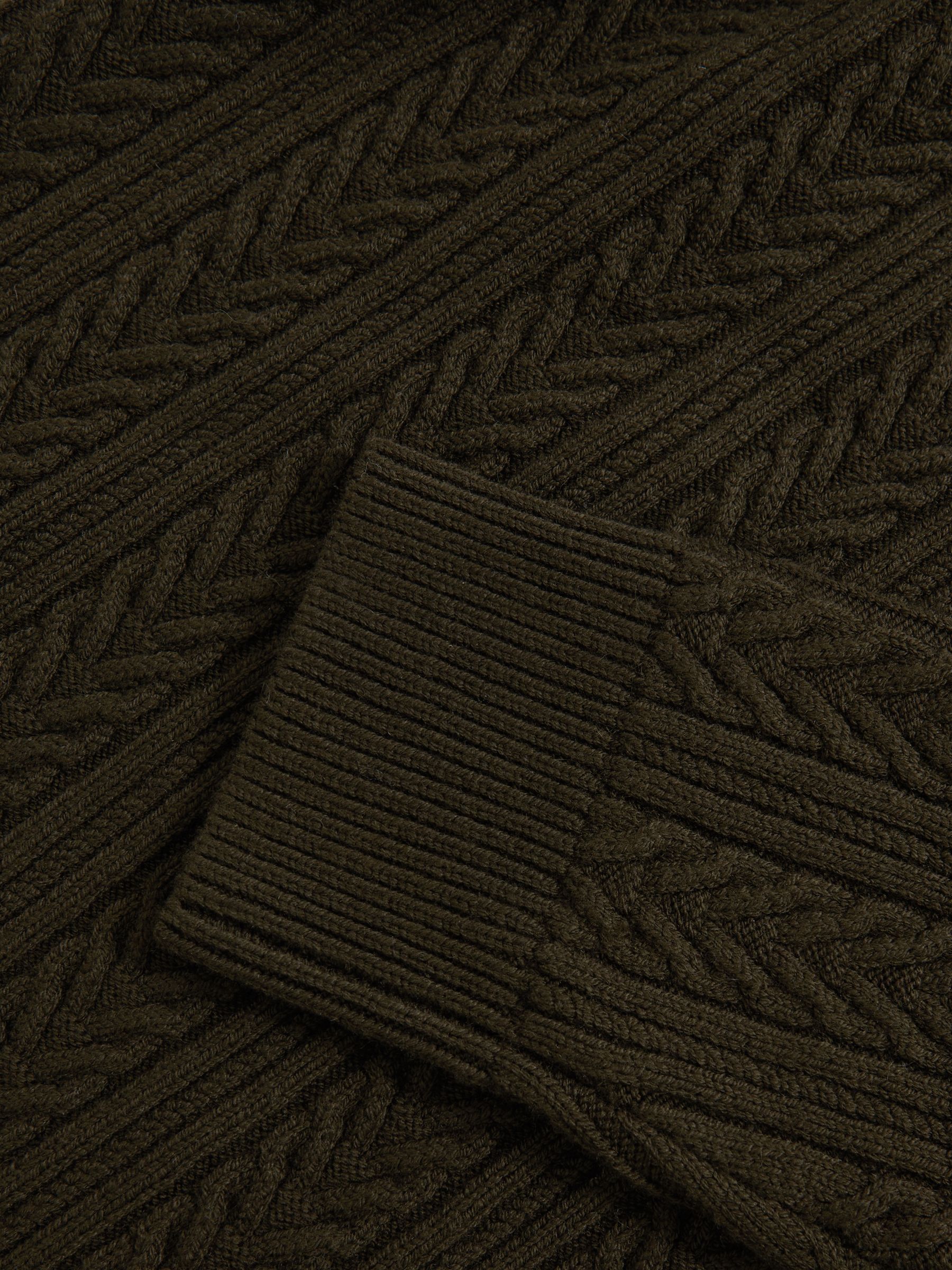 Cable-Knit Roll-Neck Jumper With Wool in Dark Olive Green - Image 6 of 6
