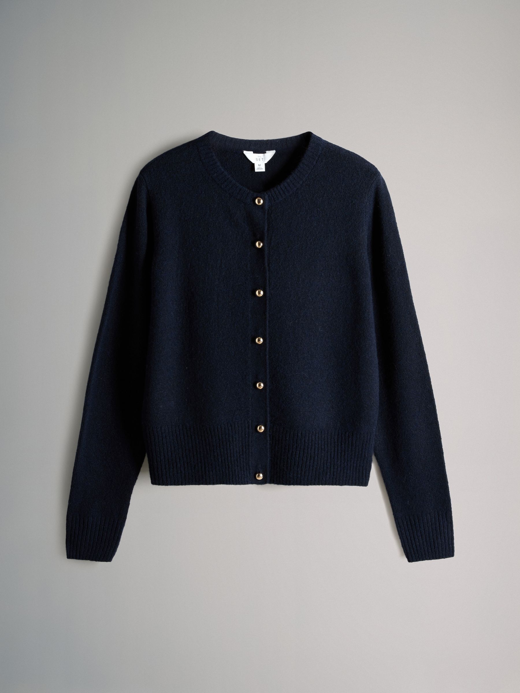 Navy/Cream Stripe 2 Pack Gold Button Knitted Cardigans With Wool - Image 3 of 5