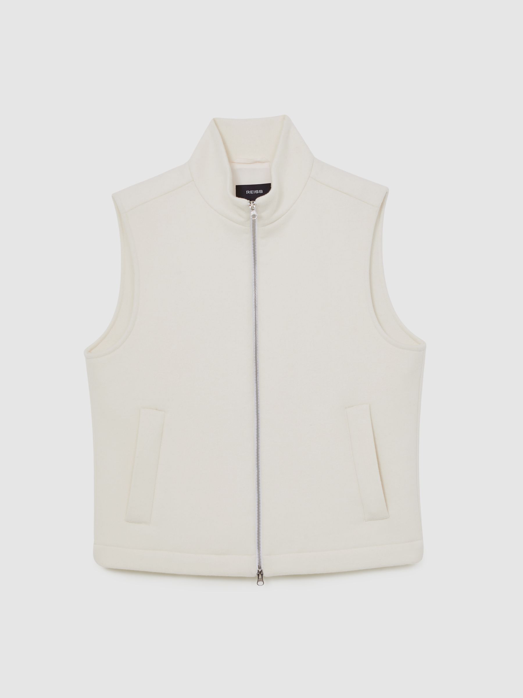 Wool-Blend Funnel-Neck Gilet in Off White - Image 2 of 6