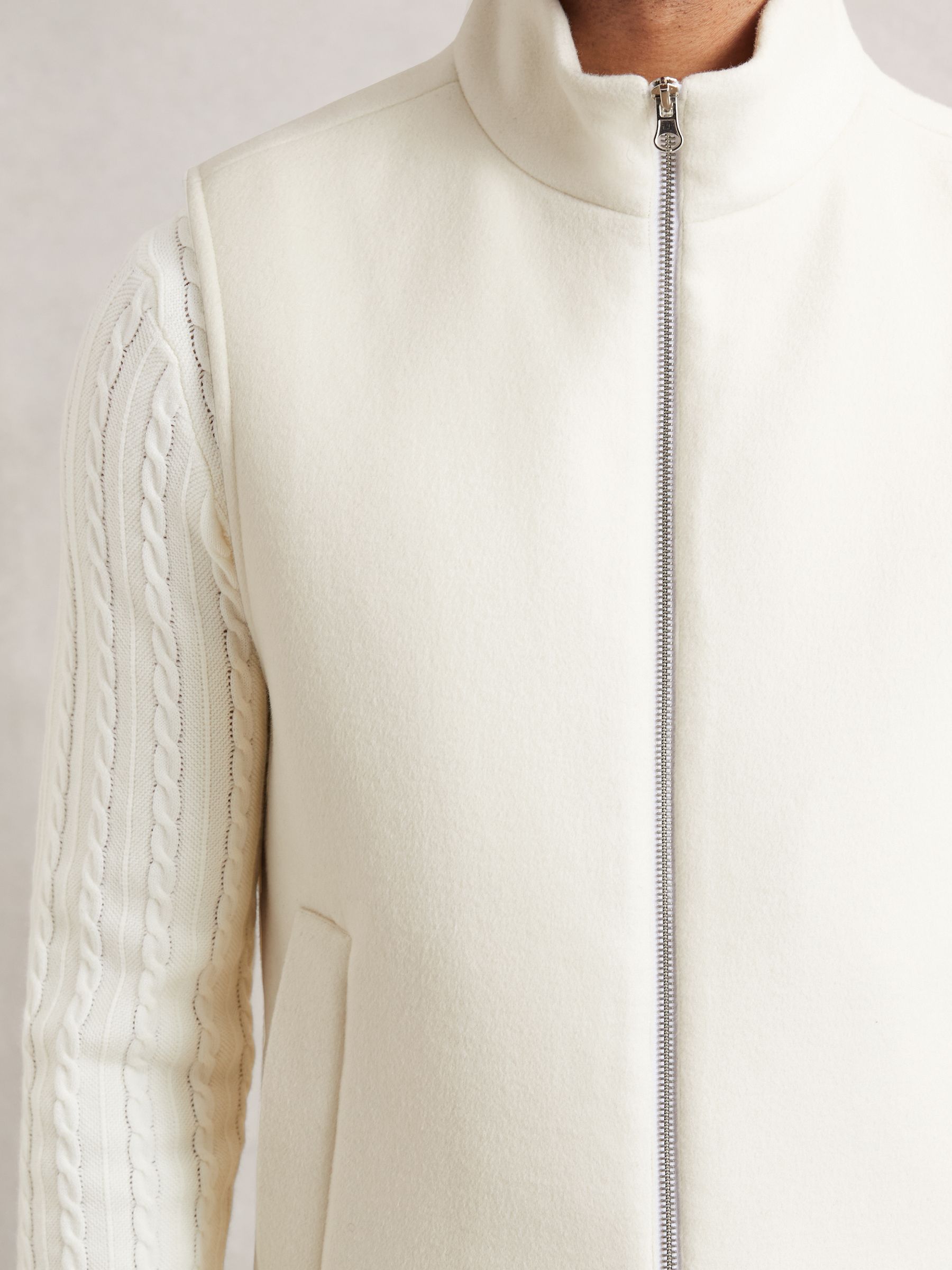 Wool-Blend Funnel-Neck Gilet in Off White - Image 3 of 6