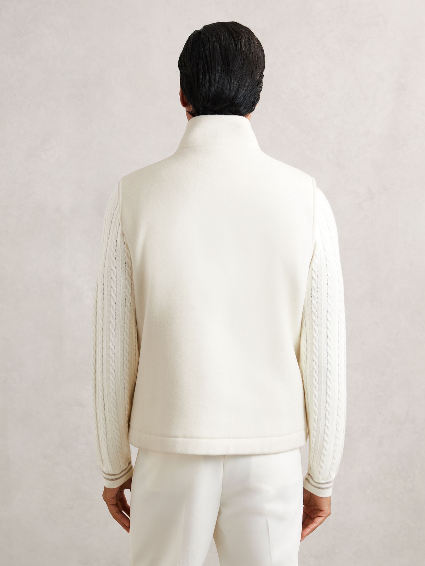 Wool-Blend Funnel-Neck Gilet in Off White - Image 5 of 6