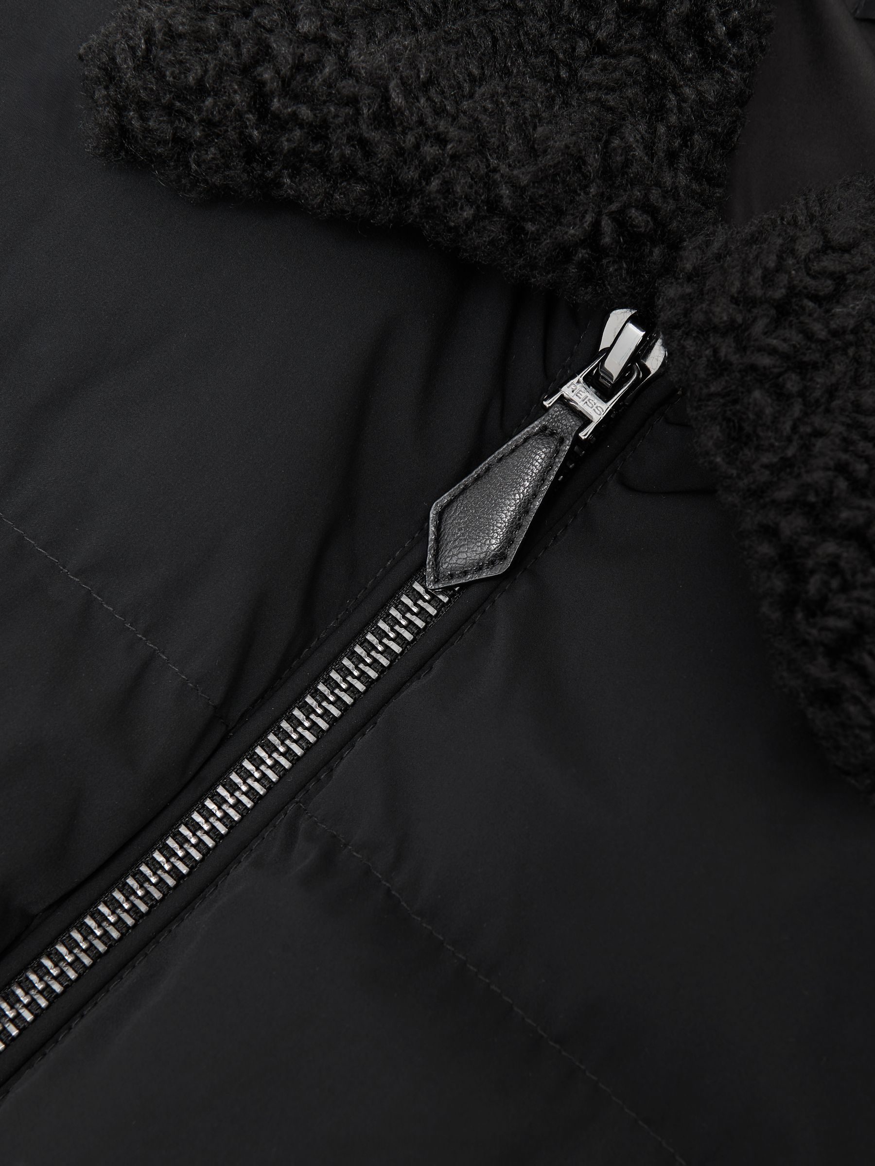 Wool-Sleeve Quilted Puffer Jacket in Black - Image 6 of 6