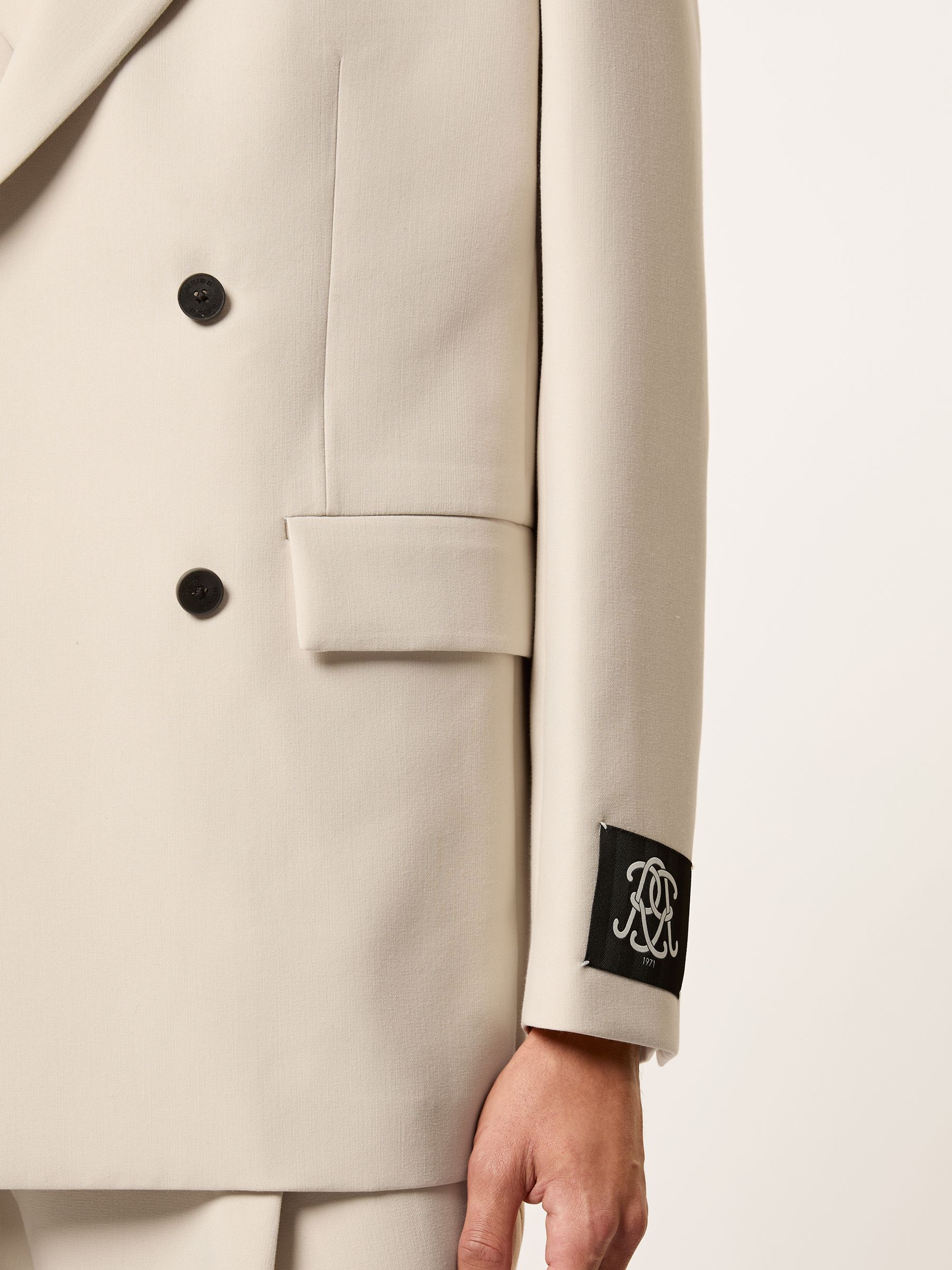 Monogram Relaxed Double-Breasted Blazer in Stone - Image 5 of 9