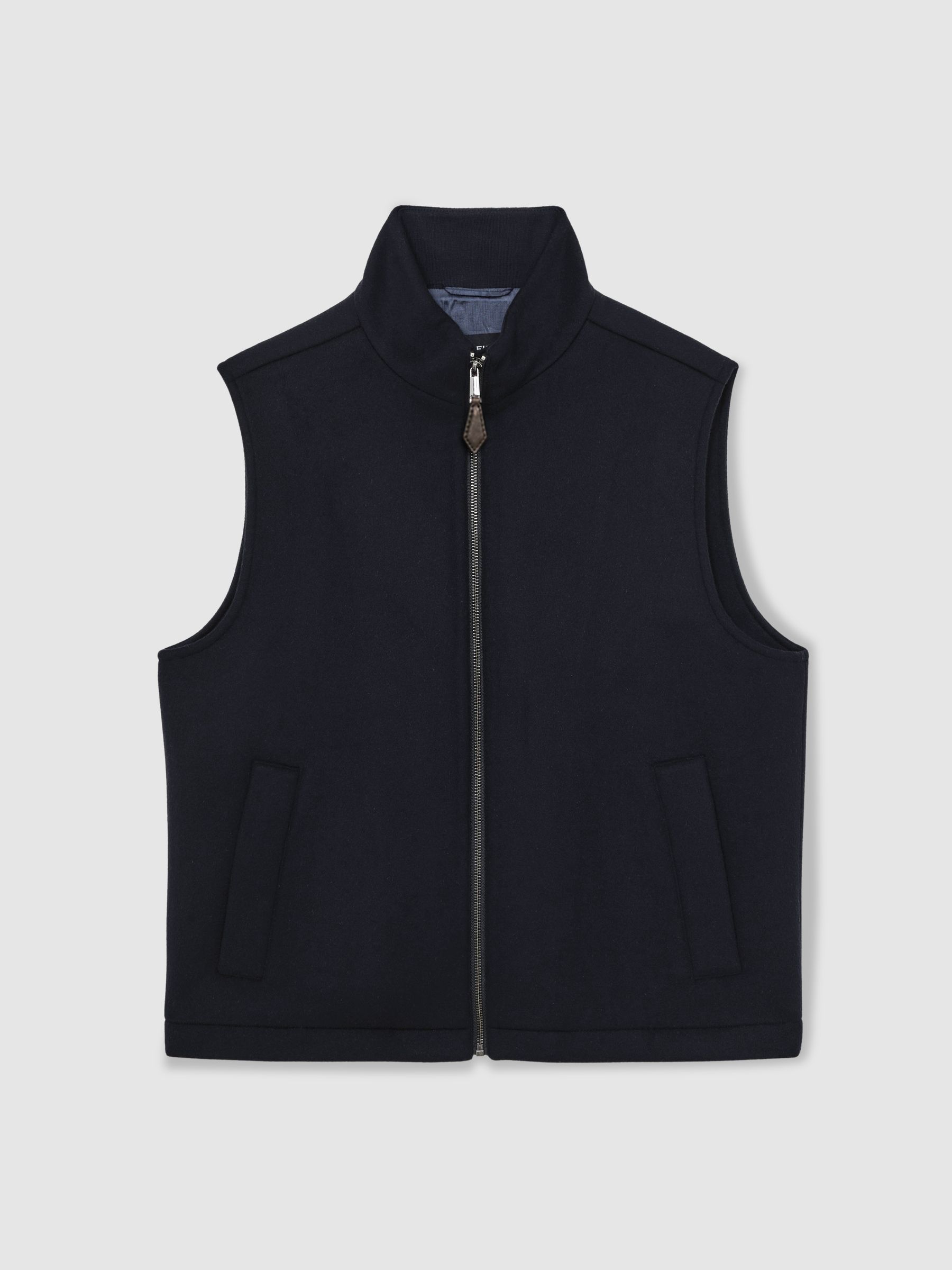 Wool-Blend Funnel-Neck Gilet in Navy - image 1