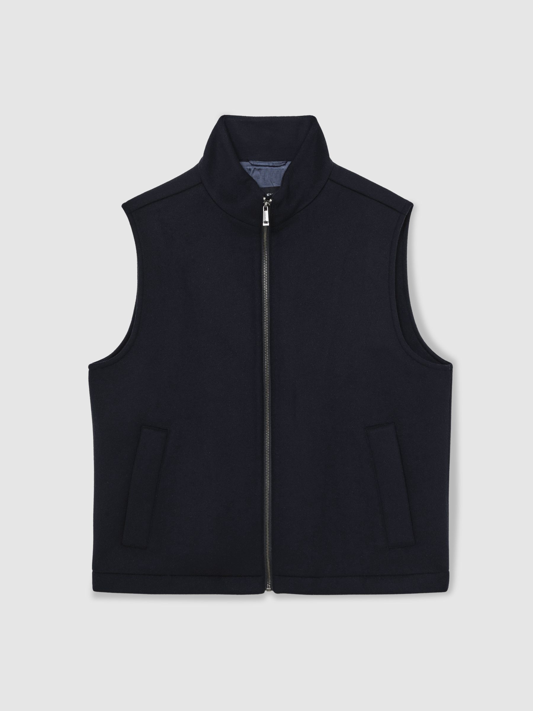 Wool-Blend Funnel-Neck Gilet in Navy - Image 2 of 6